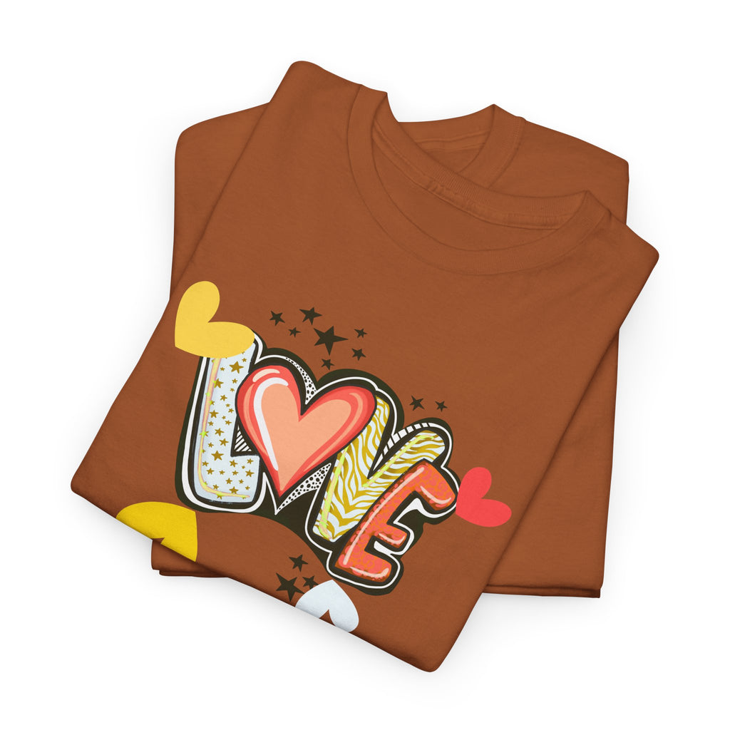 Love Heart Graphic Tee — Retro Doodle "LOVE" Design