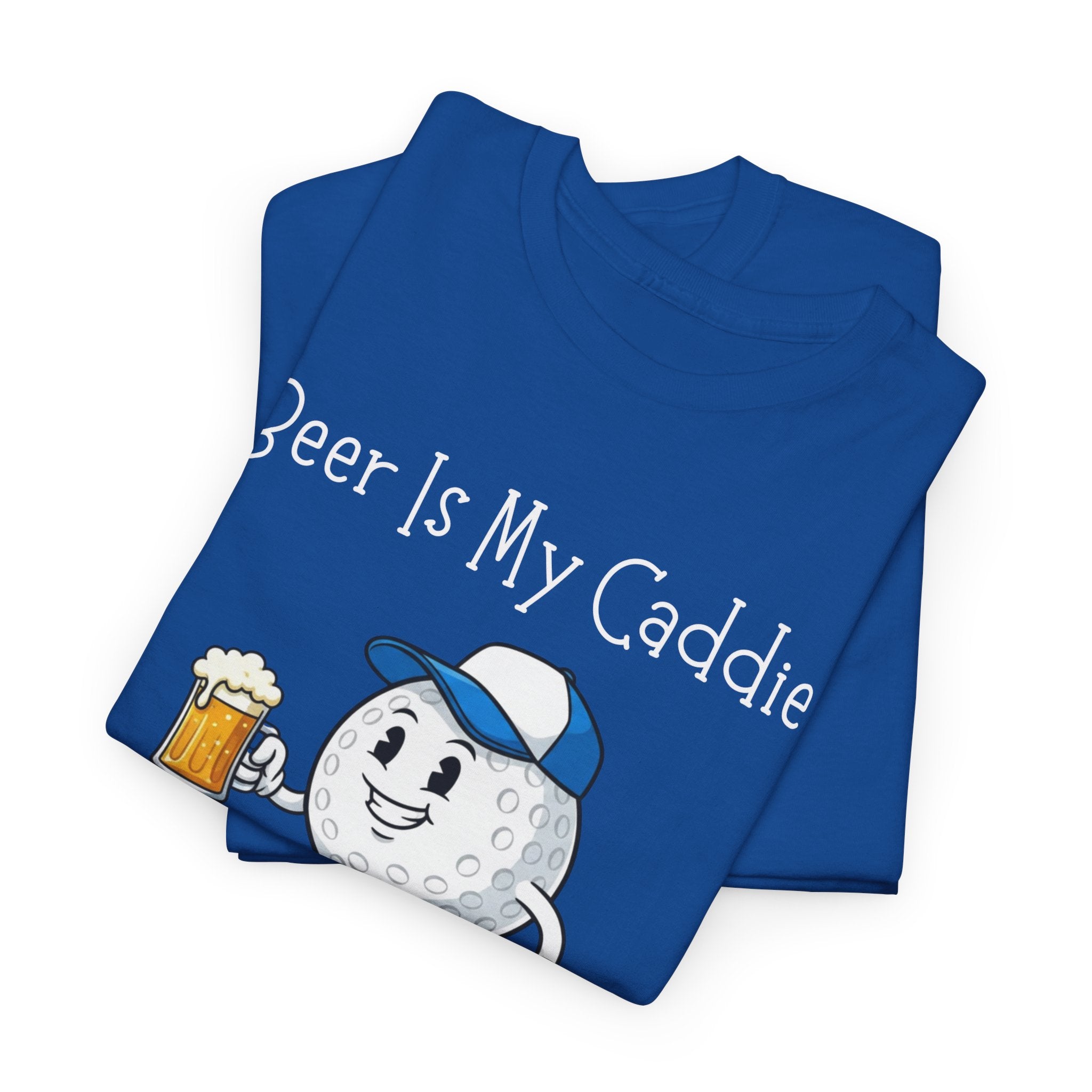 Golf Ball Cartoon Tee — "Beer Is My Caddie" Funny Golf Shirt
