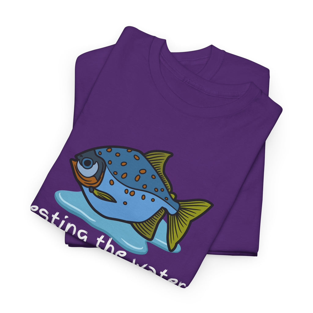 Fishing T‑Shirt — 'Testing the Waters' Blue Fish Tee
