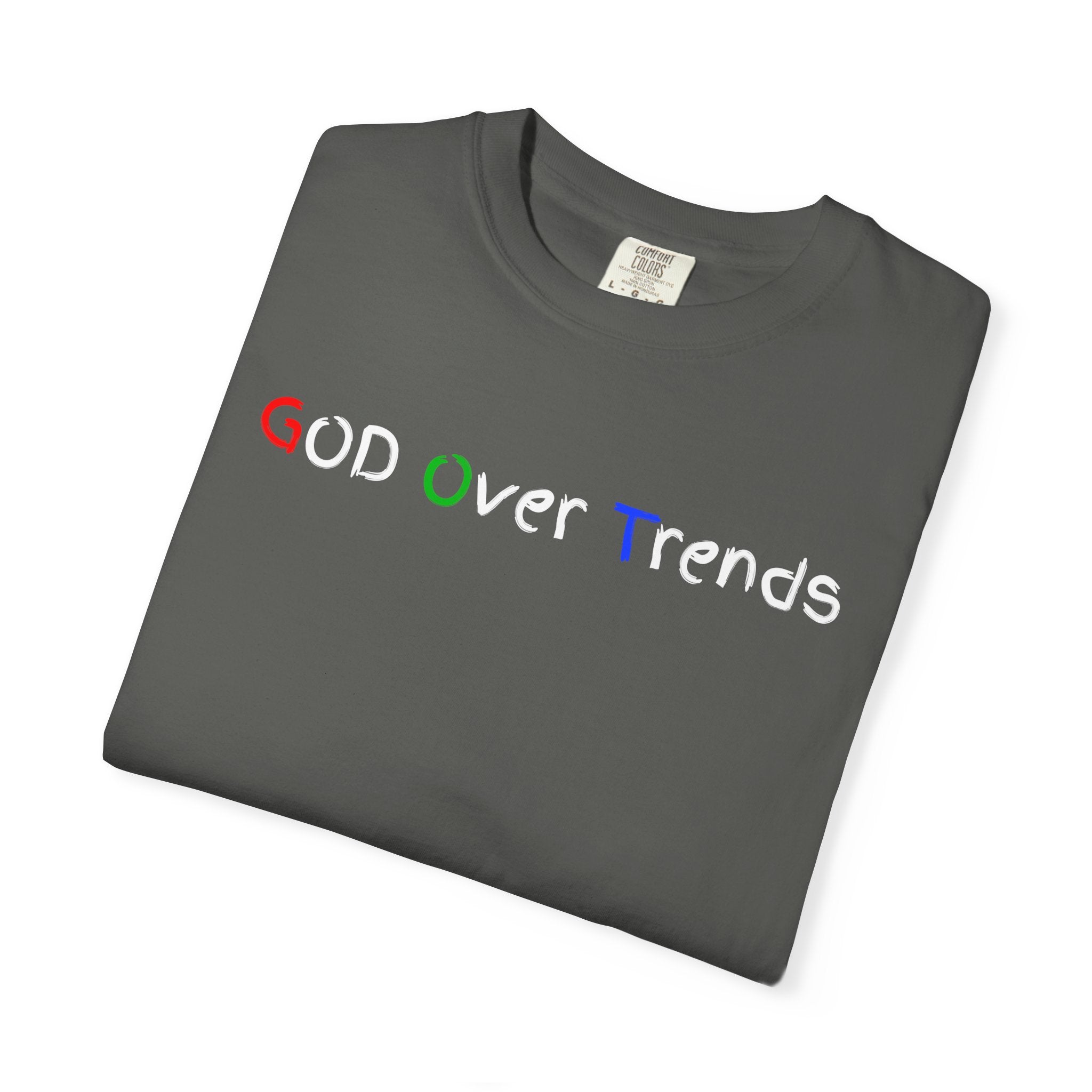 God Over Trends Tee — Retro Colorful Graphic T‑Shirt