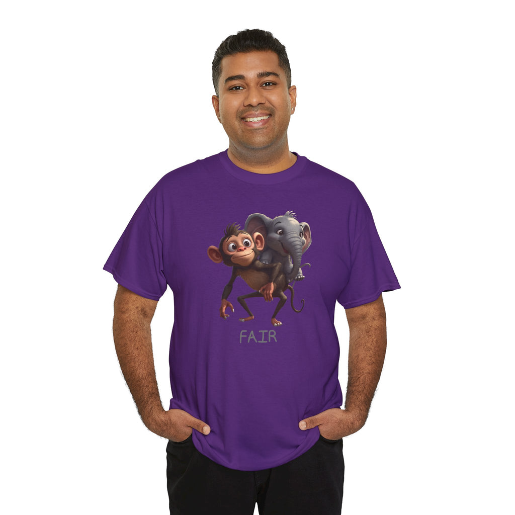Monkey and Elephant 'Fair' Graphic Tee — Cute Animal Friendship T-Shirt