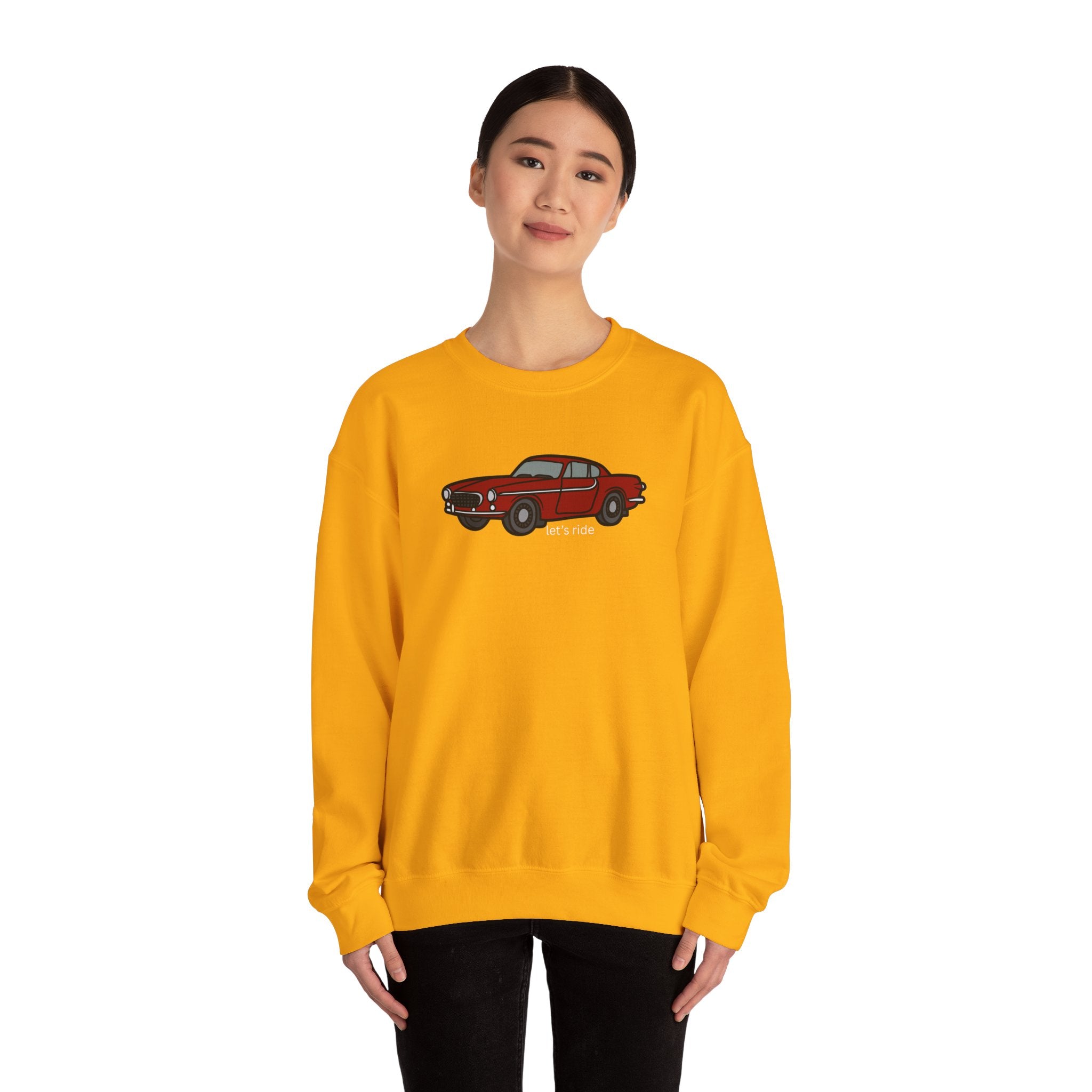 Classic Red Muscle Car Sweatshirt — “let’s ride” Crewneck