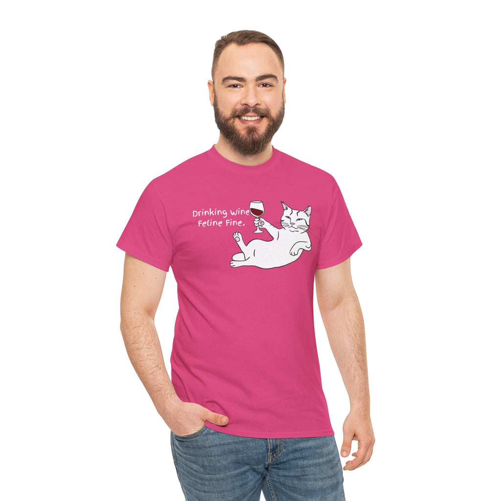 Drinking Wine, Feline Fine Cat Tee