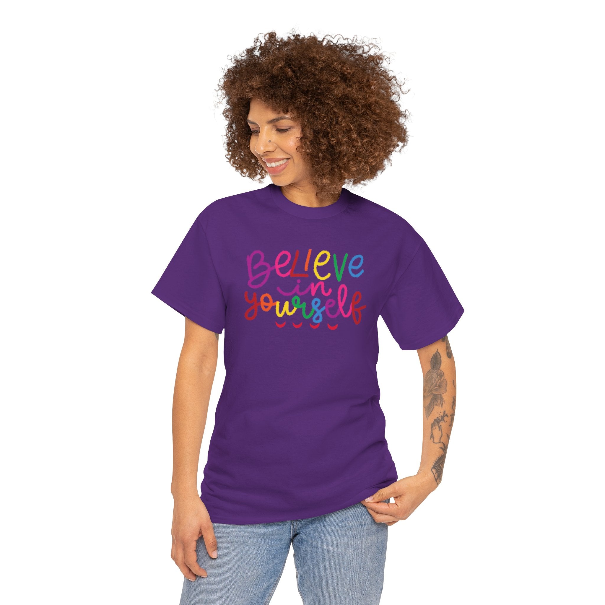 Believe in Yourself Tee — Rainbow Inspirational Motivational Shirt