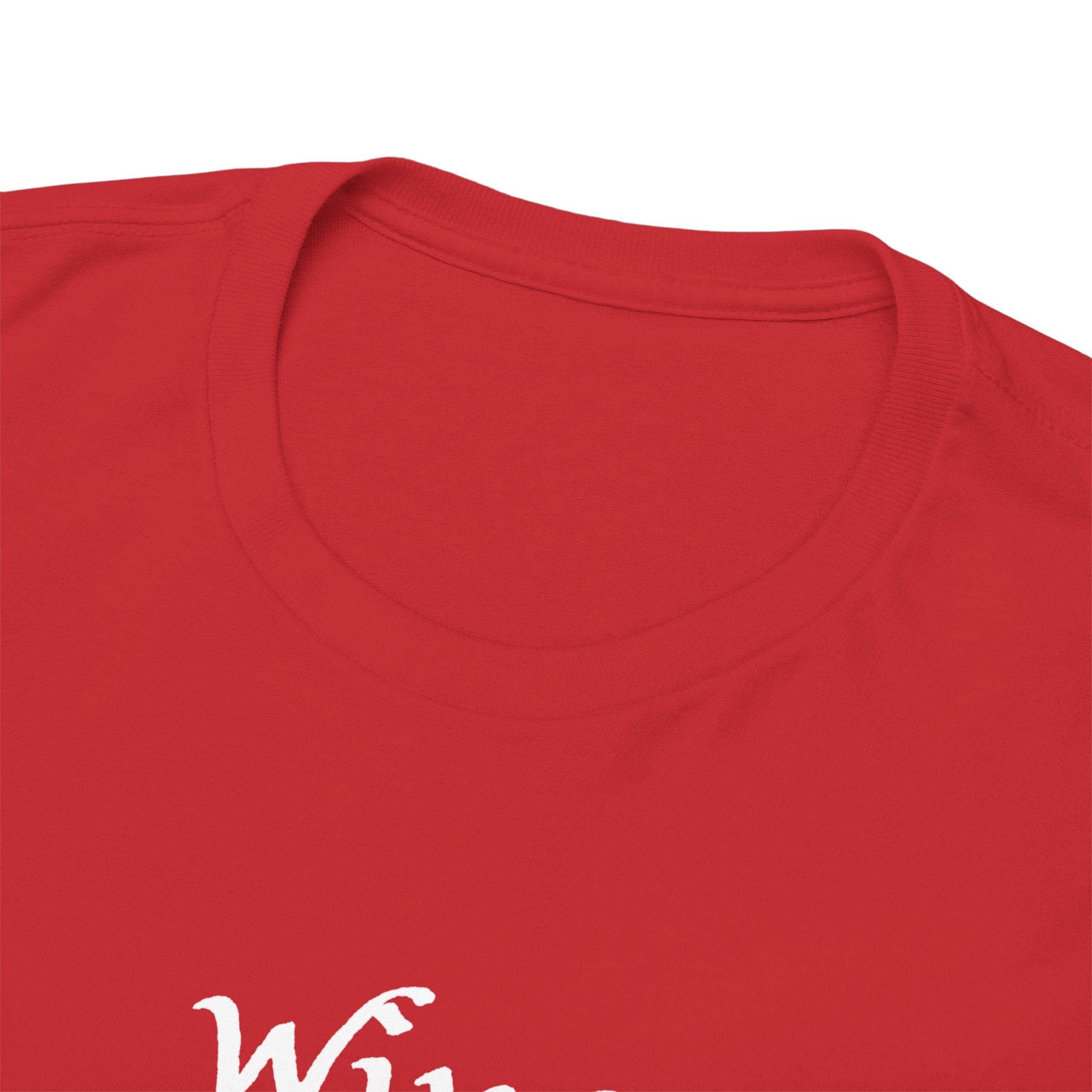Wine Graphic Tee — Minimalist Small Chest 'wine' Text T‑Shirt