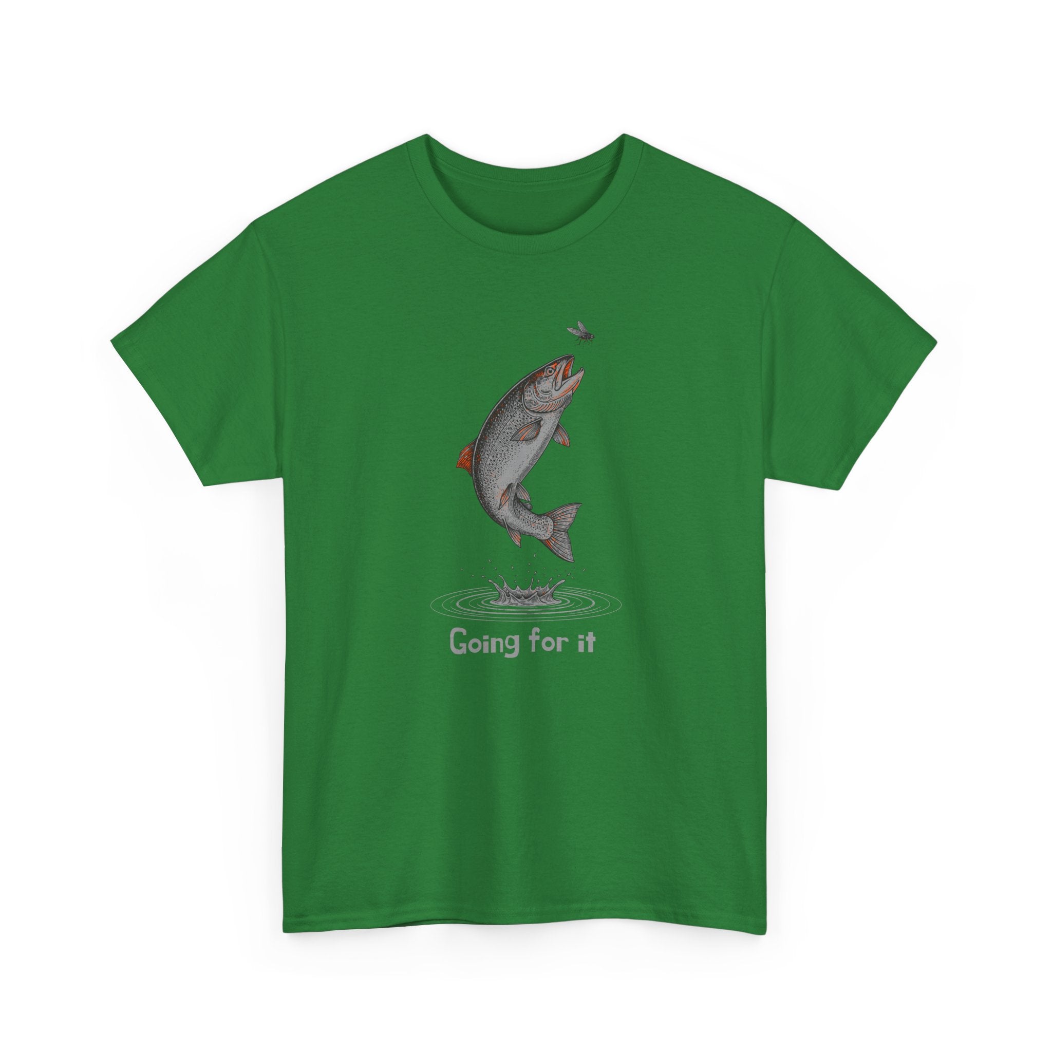 Fishing T‑Shirt — Leaping Trout 'Going for it' Graphic Tee