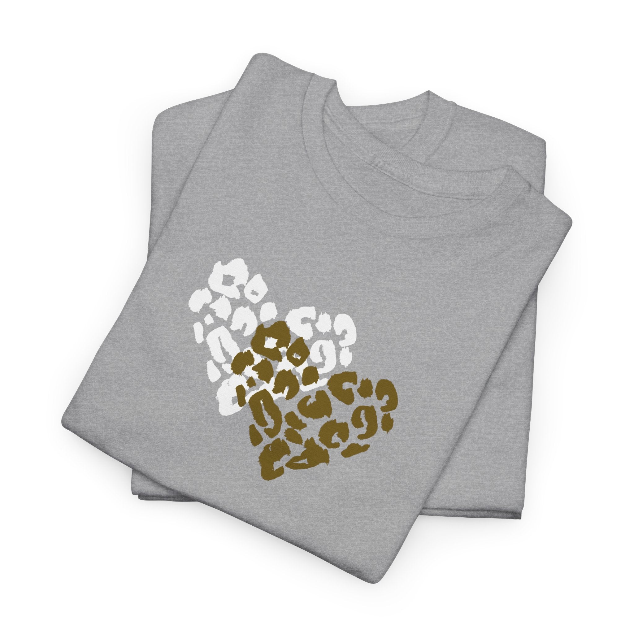 Leopard Heart Graphic Tee — Two-Tone Animal Print Heart T-Shirt