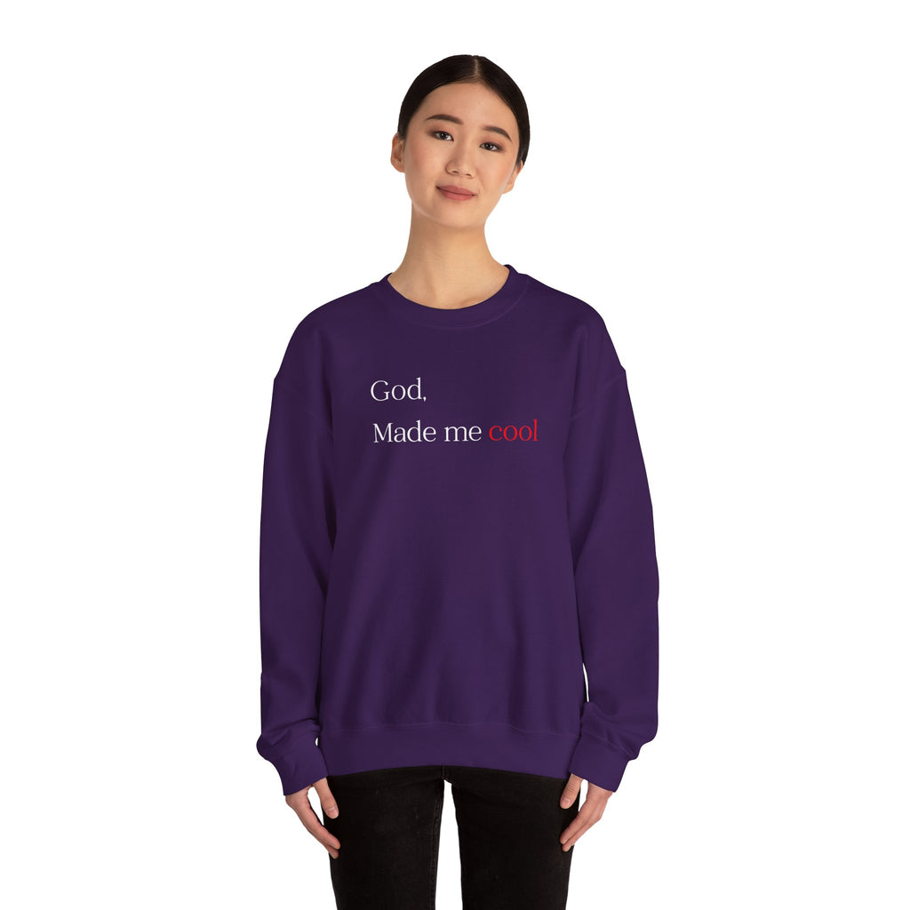 Sweatshirt — "God. Made Me Cool" Minimal Faith Crewneck