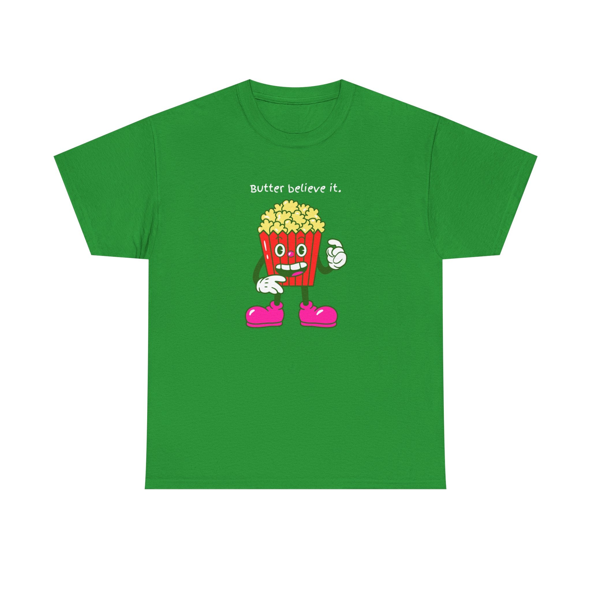 Butter Believe It Popcorn Tee — Cute Retro Snack Cartoon T-Shirt