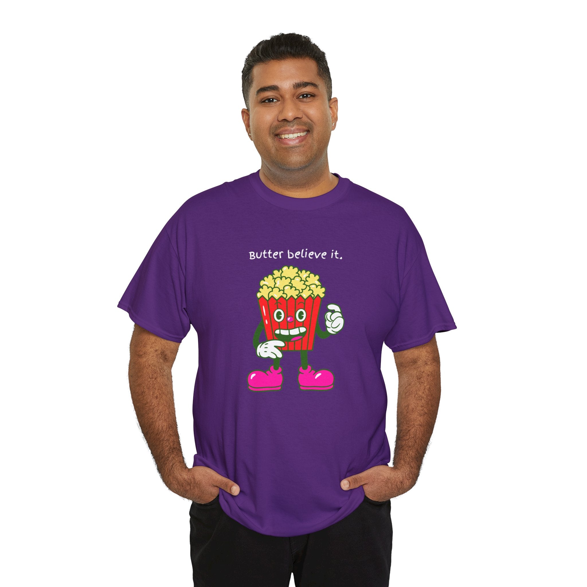 Butter Believe It Popcorn Tee — Cute Retro Snack Cartoon T-Shirt
