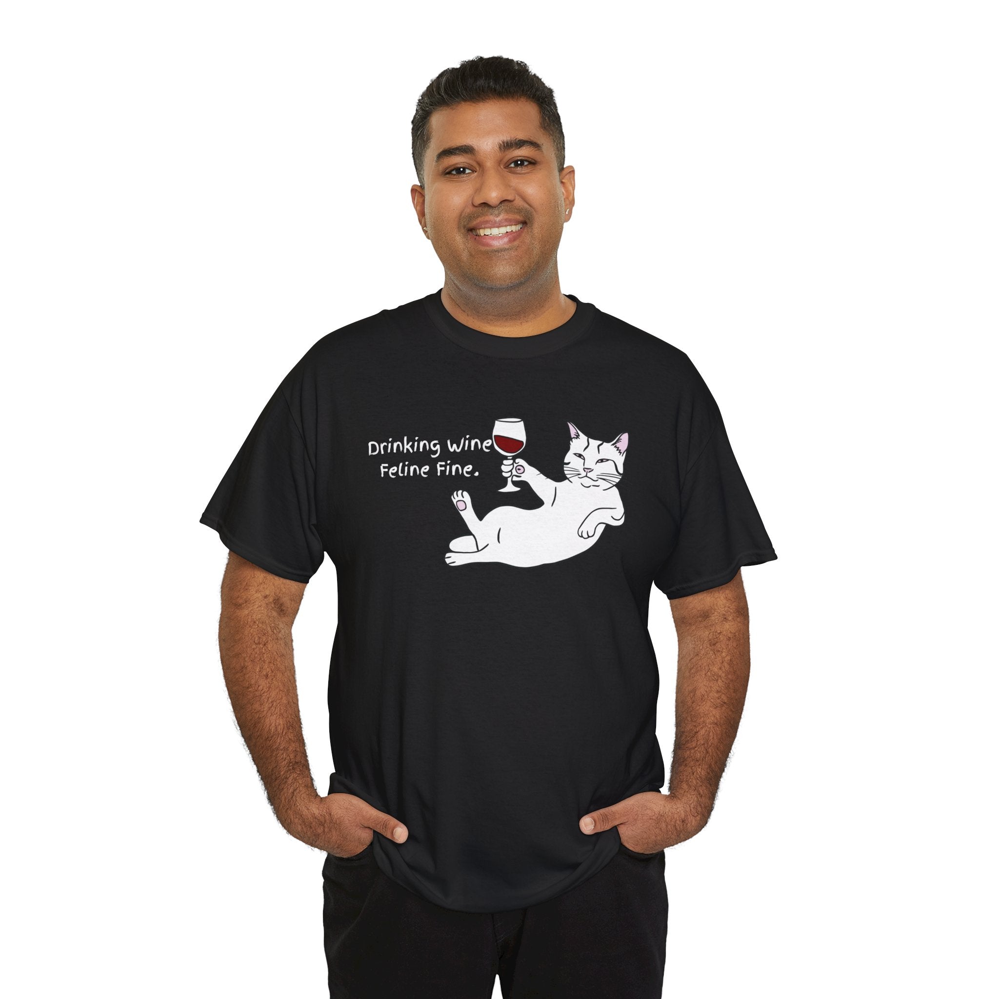 Drinking Wine, Feline Fine Cat Tee