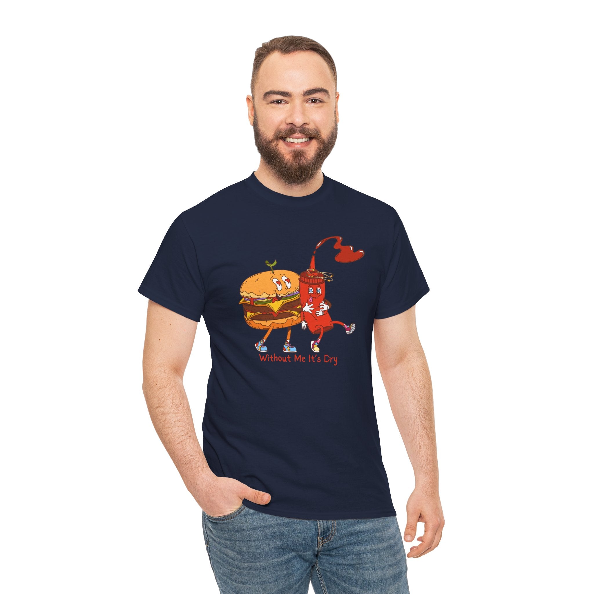Ketchup & Burger Besties Tee — "Without Me, He’s Dry" Funny Food Couple T-Shirt