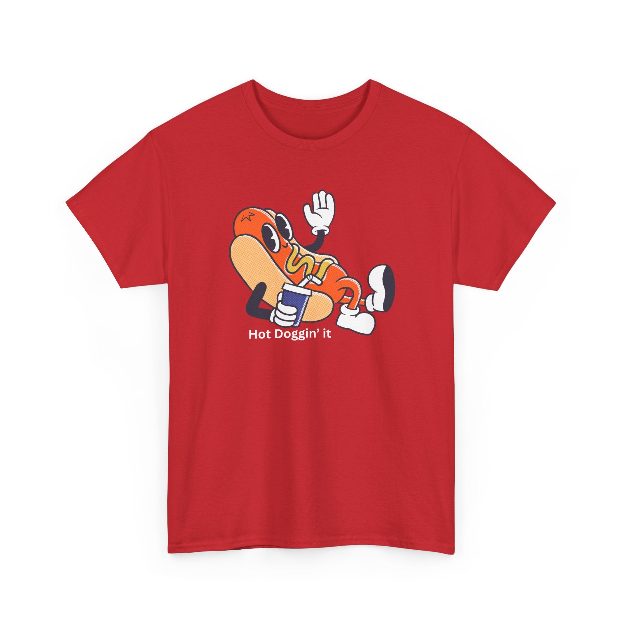 Hot Dog Character T‑Shirt – Retro Cartoon Dancing Sausage Tee