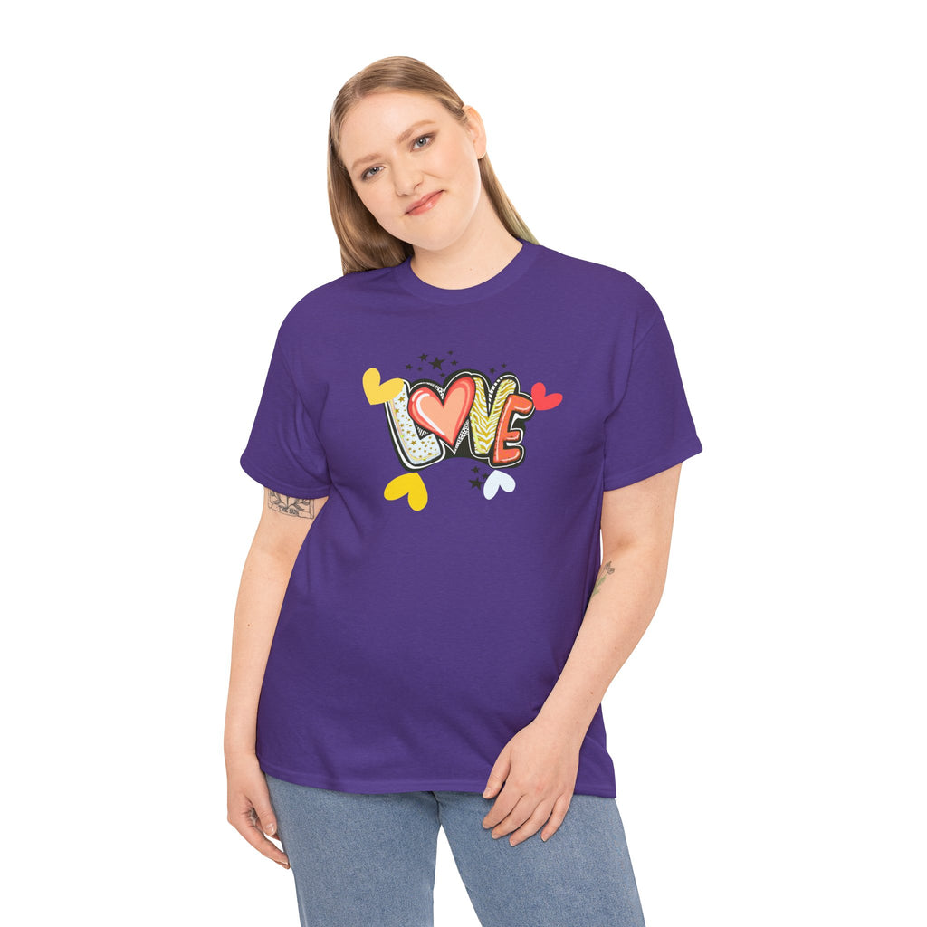 Love Heart Graphic Tee — Retro Doodle "LOVE" Design