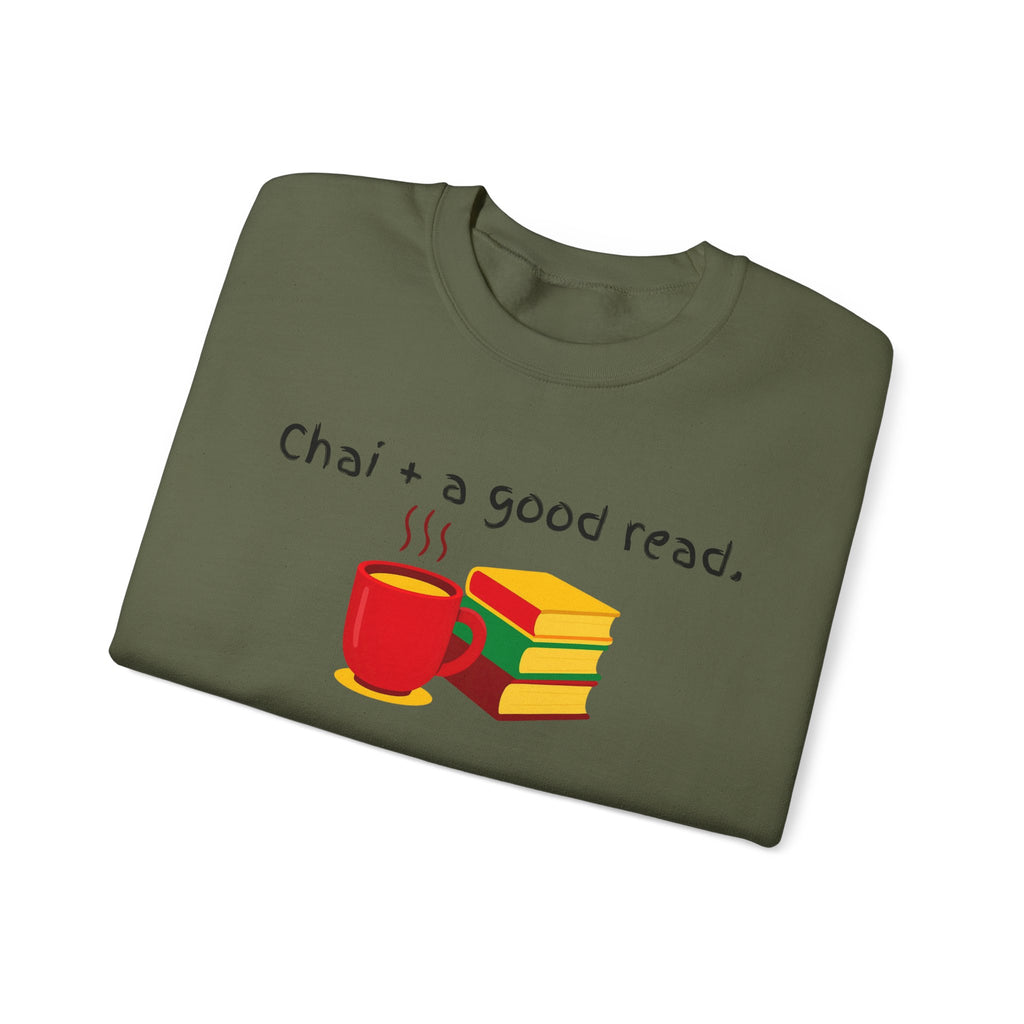 Cozy Reading Sweatshirt — "Chai + a Good Read" Crewneck