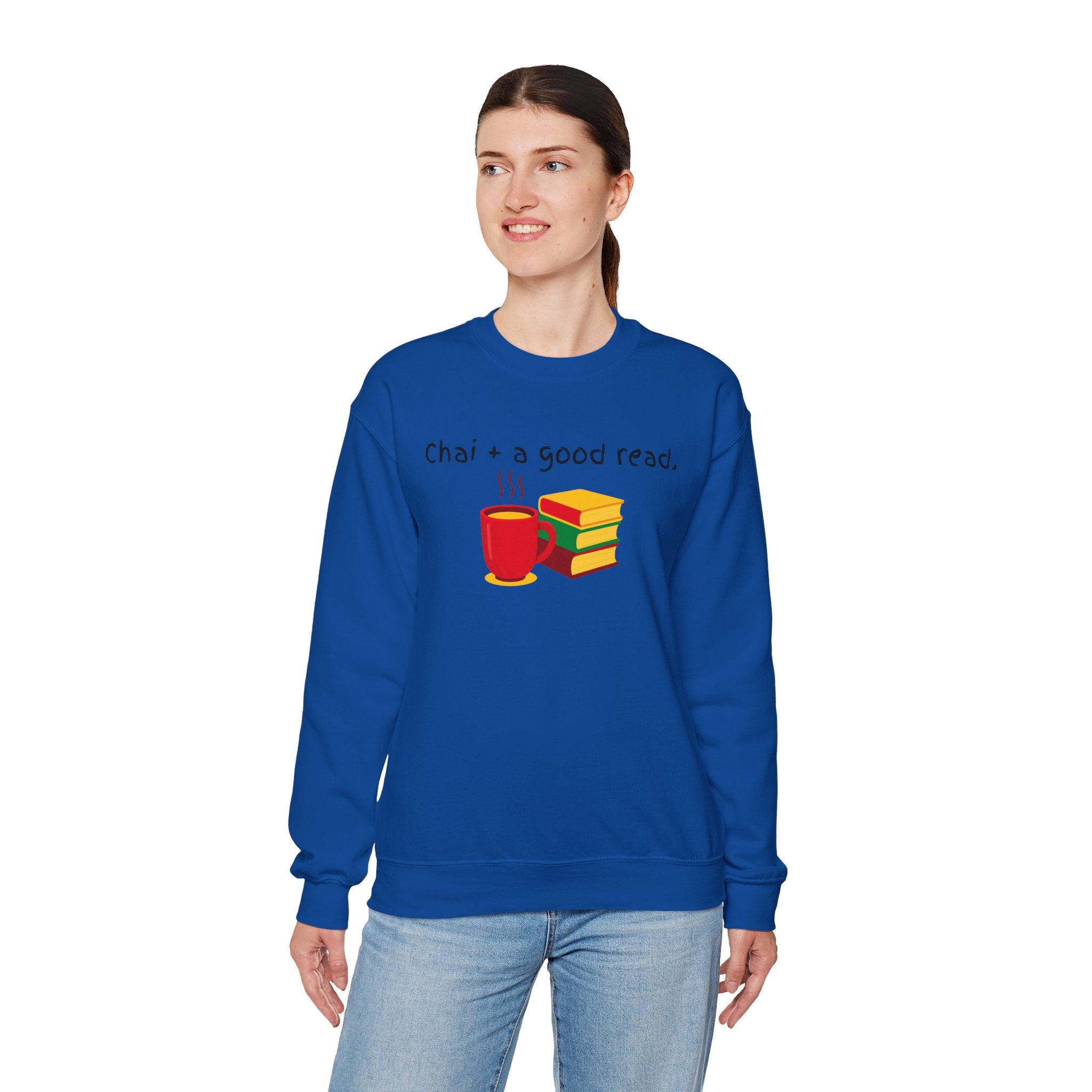 Cozy Reading Sweatshirt — "Chai + a Good Read" Crewneck