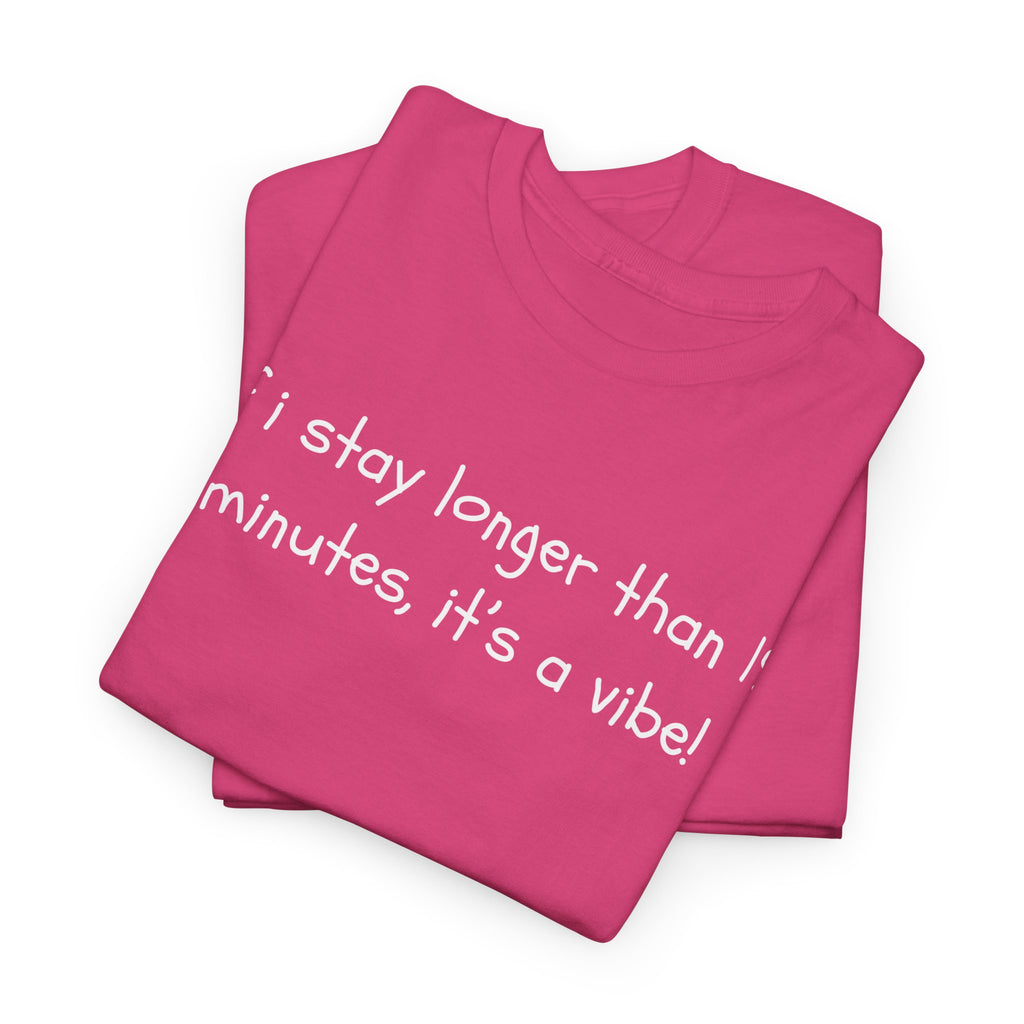 If I Stay Longer Than 15 Minutes It's a Vibe Tee — Funny Casual Graphic T-Shirt