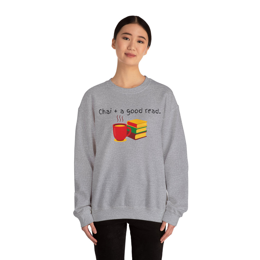 Cozy Reading Sweatshirt — "Chai + a Good Read" Crewneck