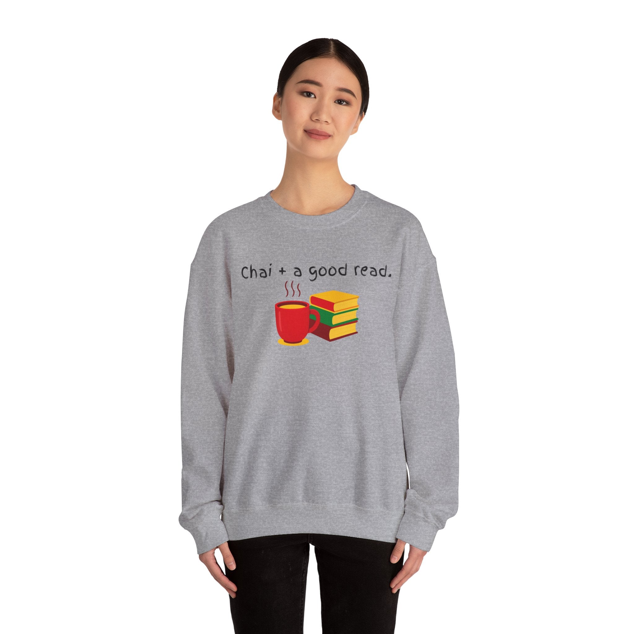 Cozy Reading Sweatshirt — "Chai + a Good Read" Crewneck