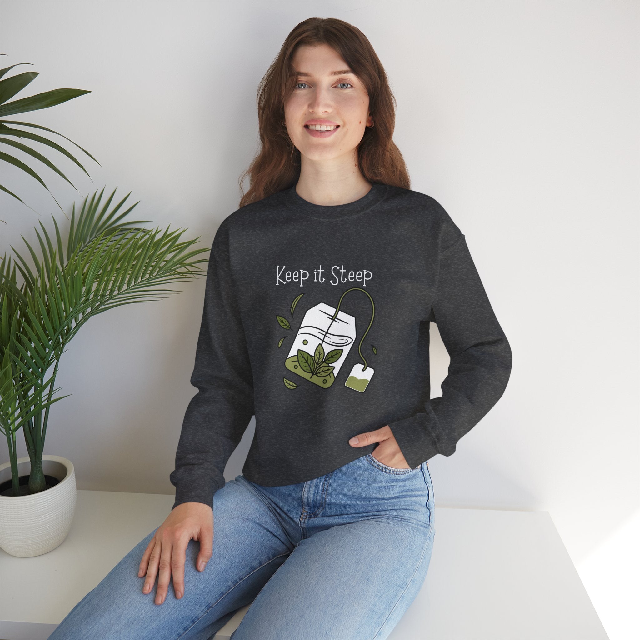 Crewneck Sweatshirt — Herbal Tea Bag Illustration | Cozy Botanical Gift