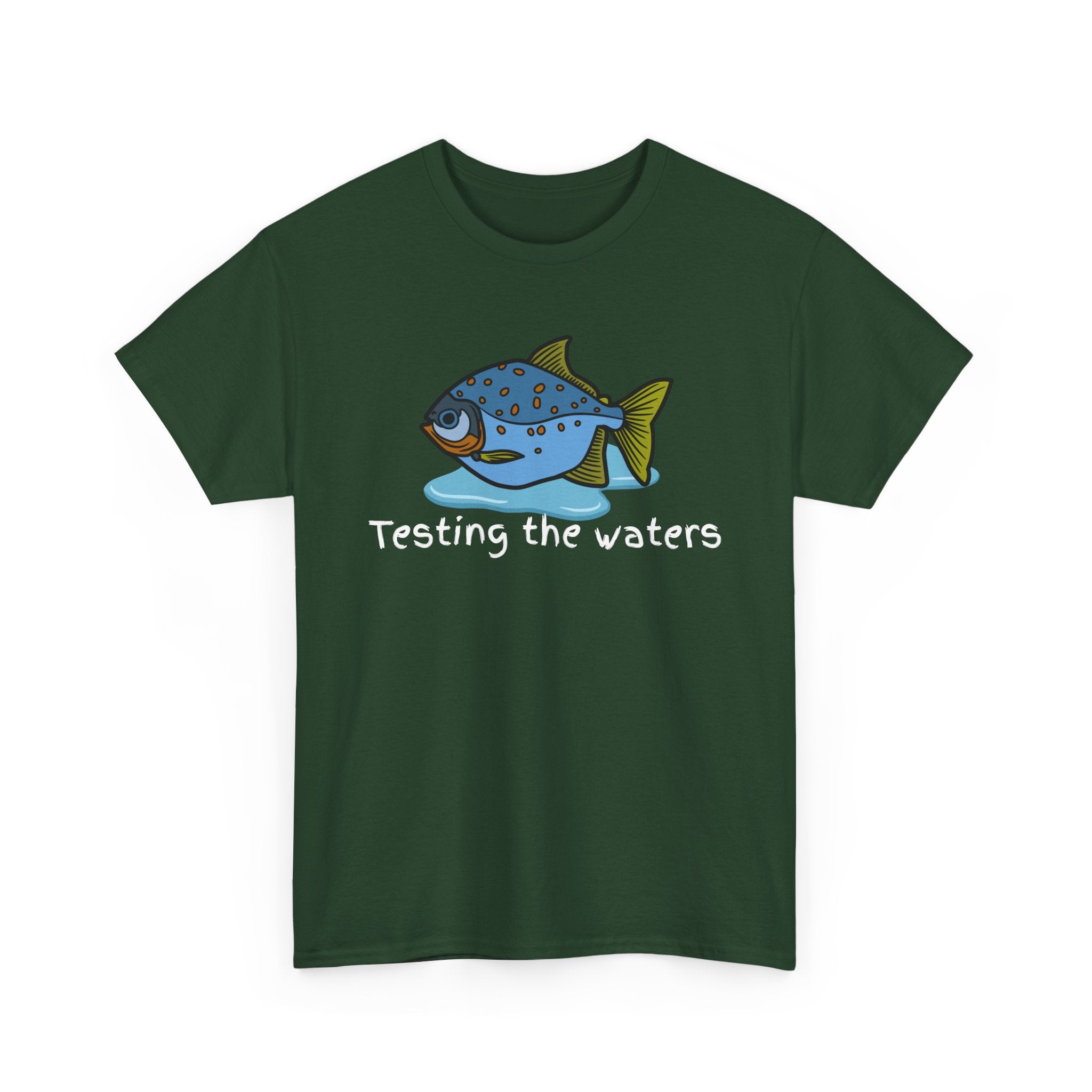 Fishing T‑Shirt — 'Testing the Waters' Blue Fish Tee