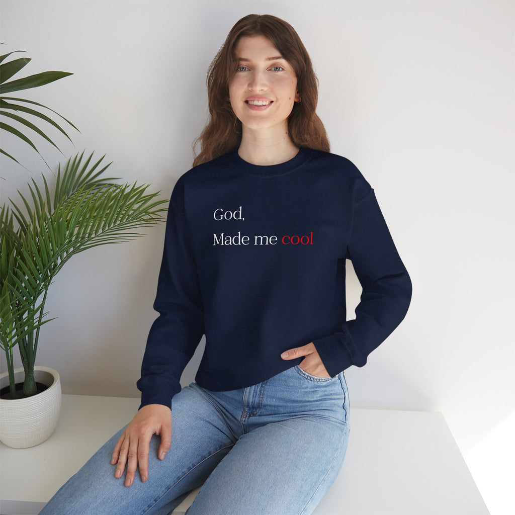 Sweatshirt — "God. Made Me Cool" Minimal Faith Crewneck