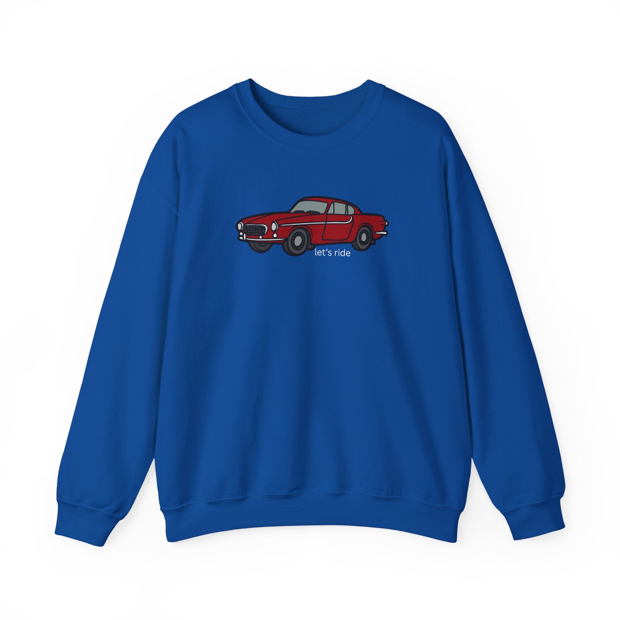 Classic Red Muscle Car Sweatshirt — “let’s ride” Crewneck