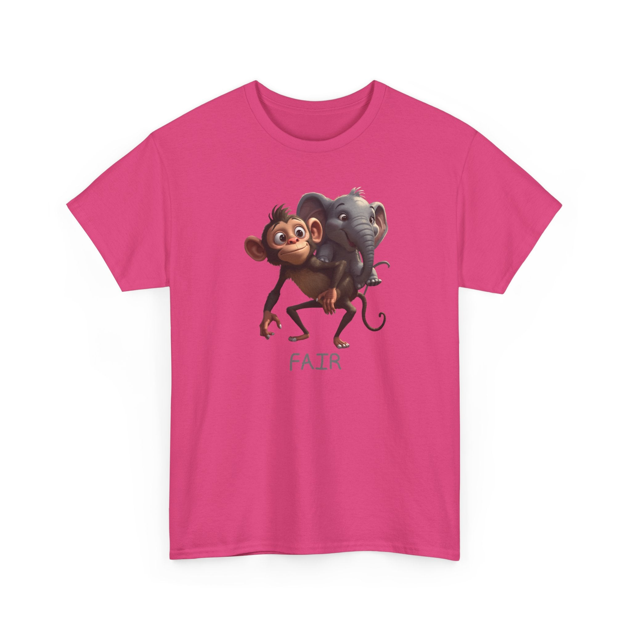 Monkey and Elephant 'Fair' Graphic Tee — Cute Animal Friendship T-Shirt