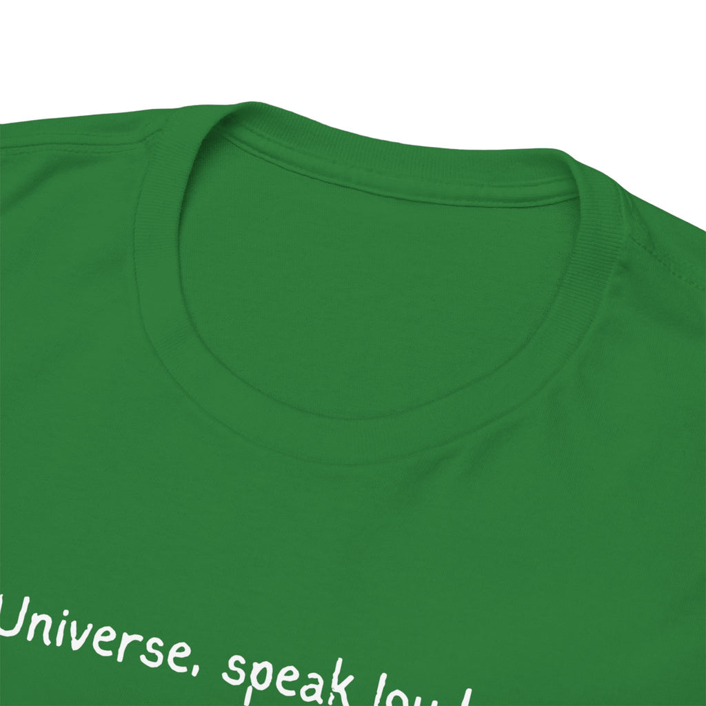 'Universe, Speak Louder' Black Graphic Tee Tag