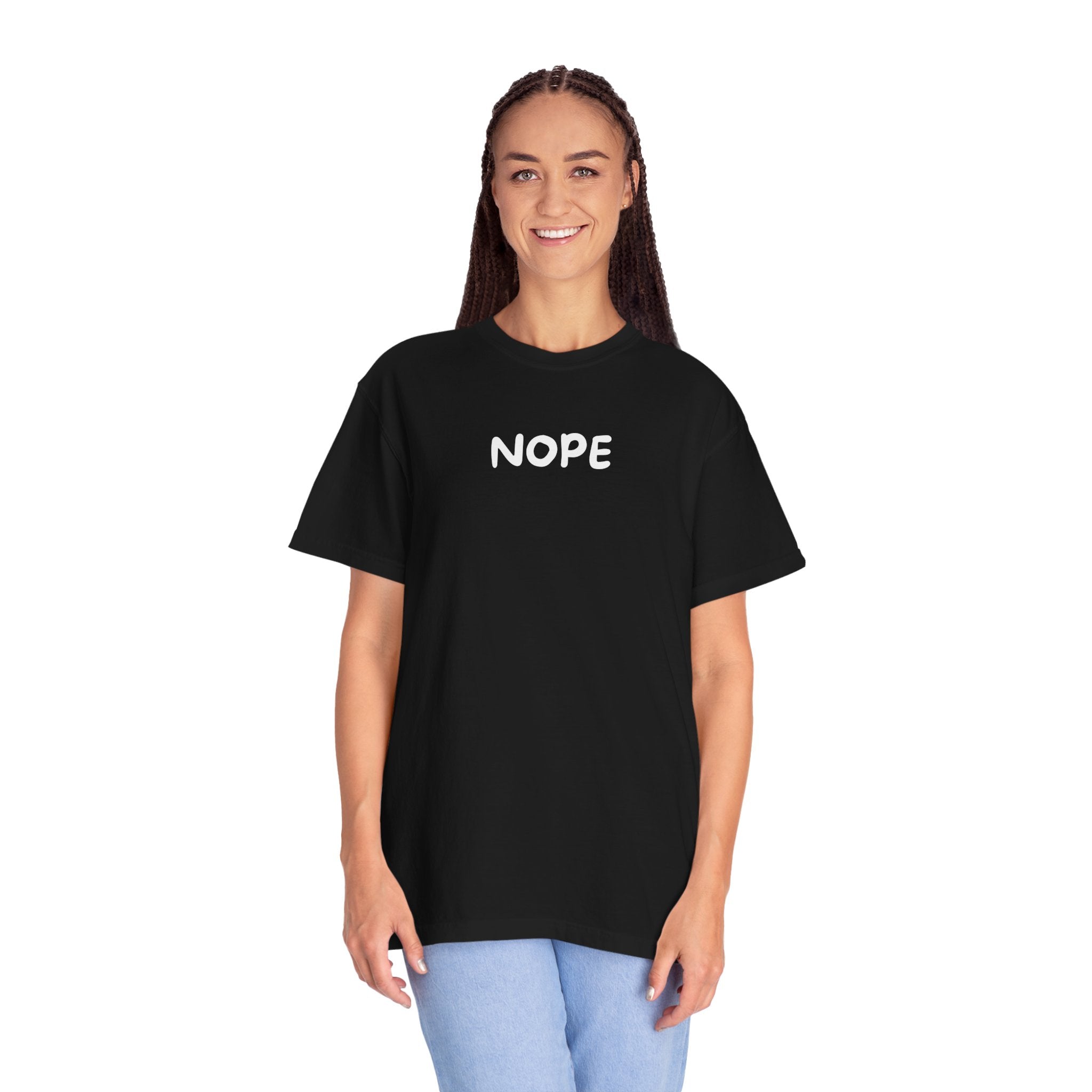 Nope T‑Shirt — Casual Graphic Tee with Bold 'NOPE' Text