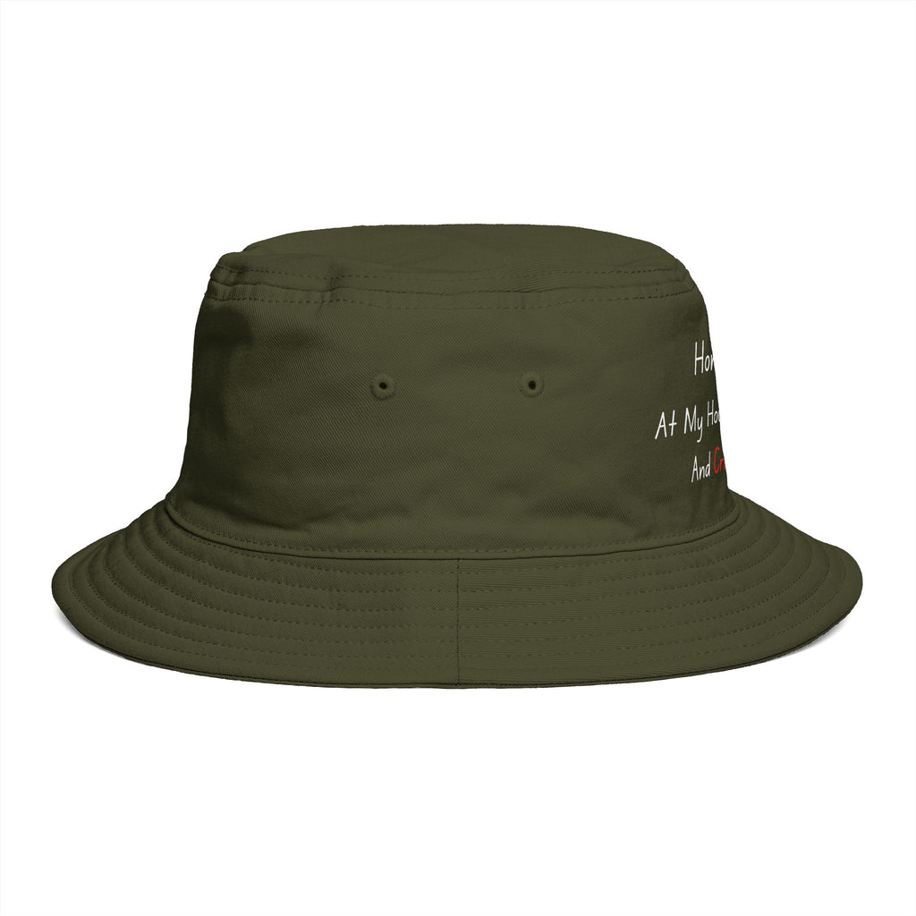 Bucket Hat — “HomeBody: At My House I Got Snack And Crime Shows” Embroidered