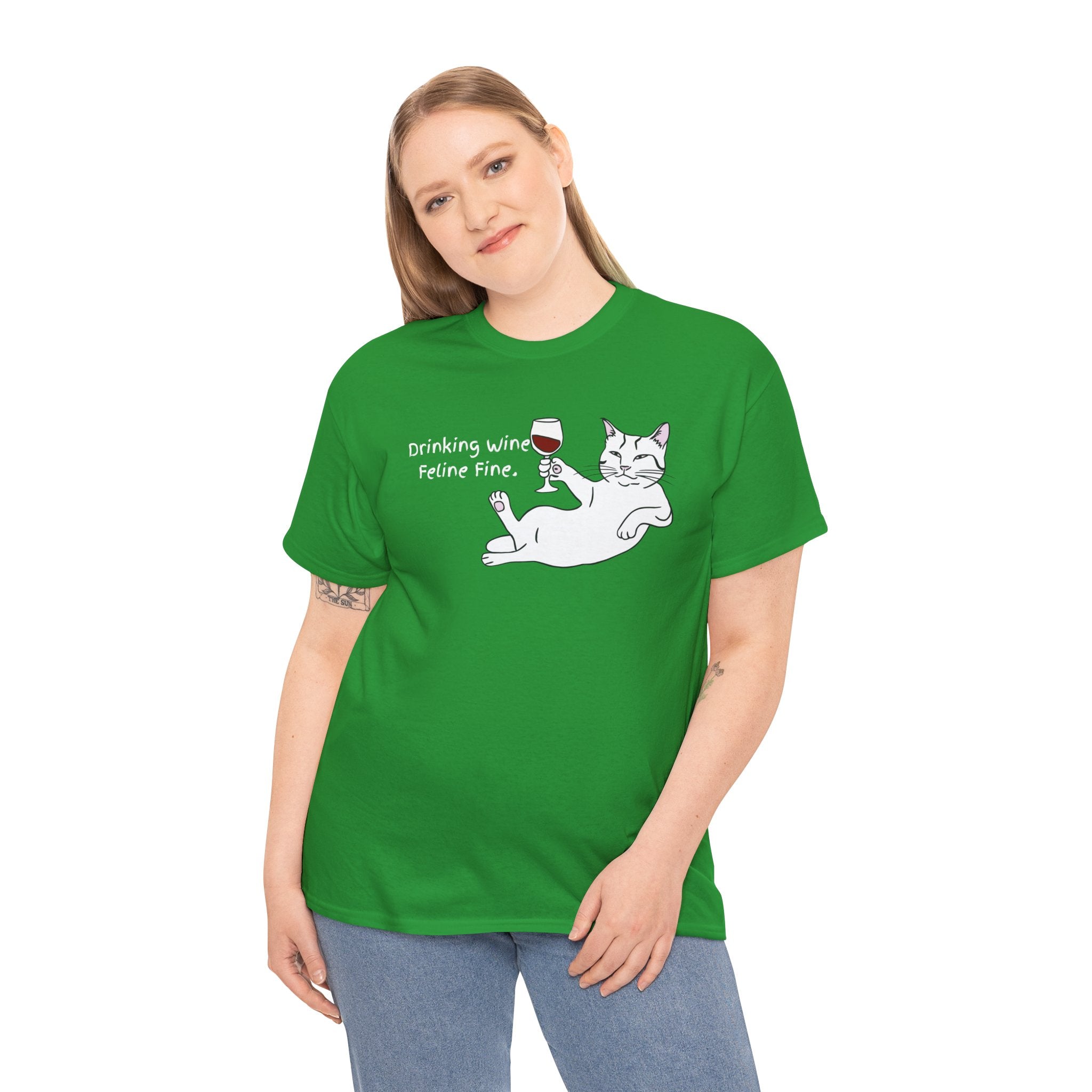 Drinking Wine, Feline Fine Cat Tee