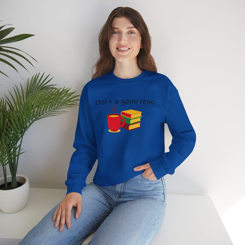 Cozy Reading Sweatshirt — "Chai + a Good Read" Crewneck