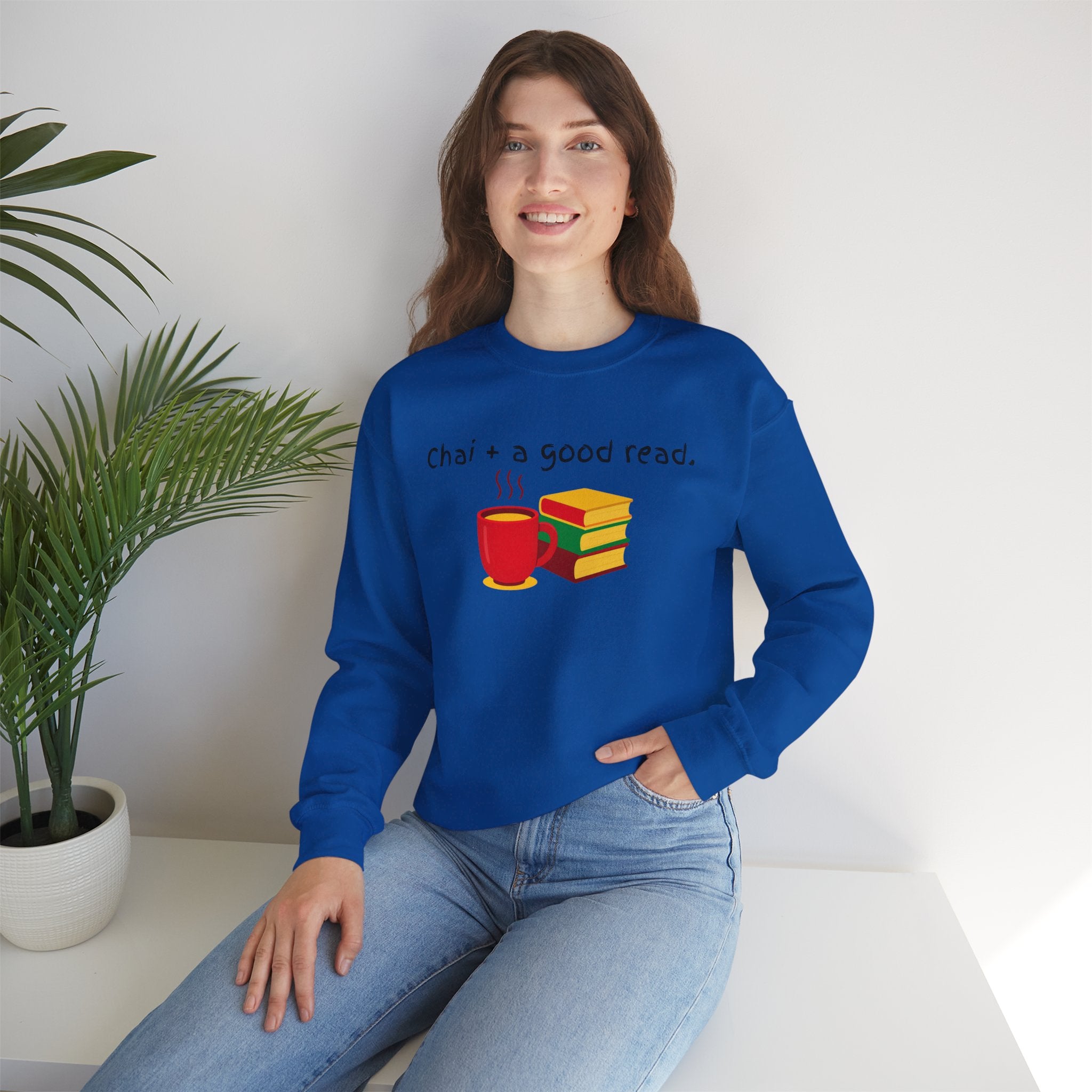 Cozy Reading Sweatshirt — "Chai + a Good Read" Crewneck