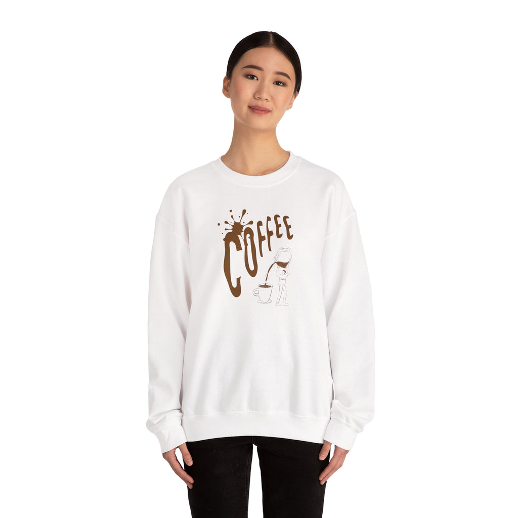 Coffee Lover Crewneck Sweatshirt — Retro Brown Coffee Graphic