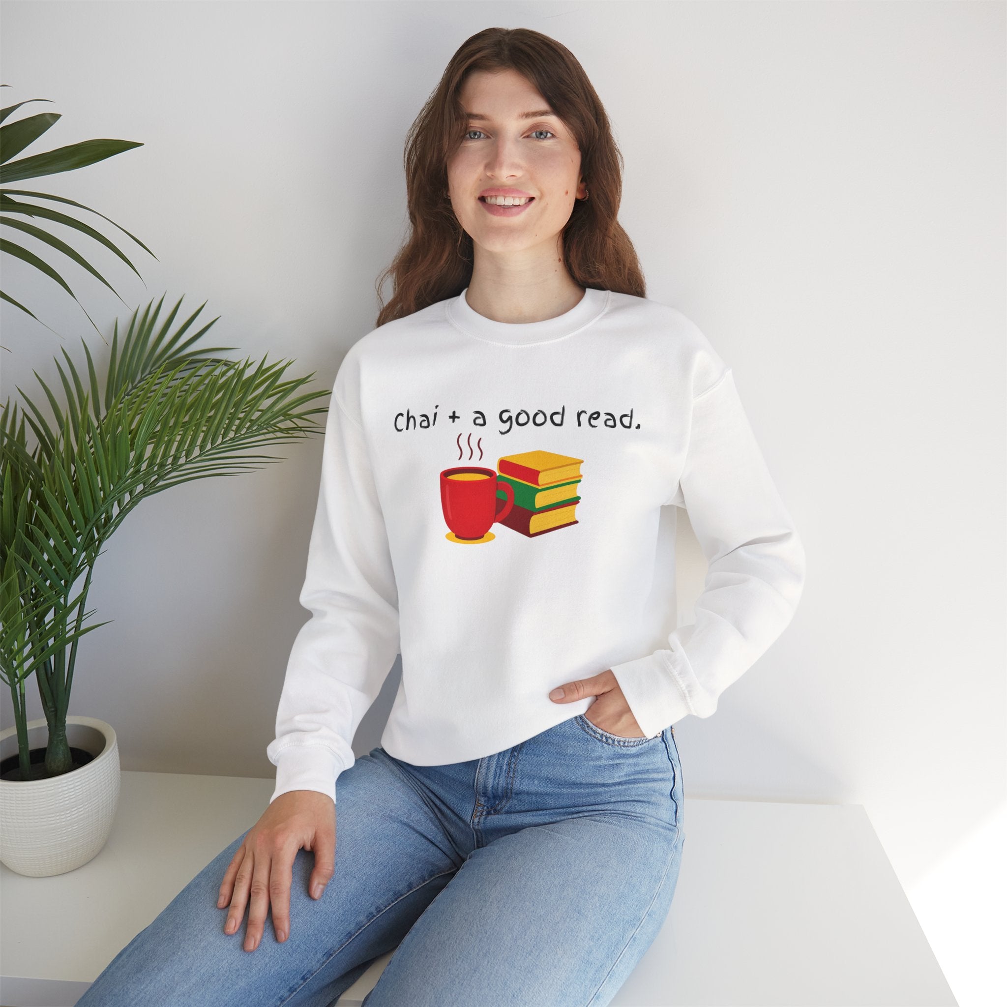 Cozy Reading Sweatshirt — "Chai + a Good Read" Crewneck