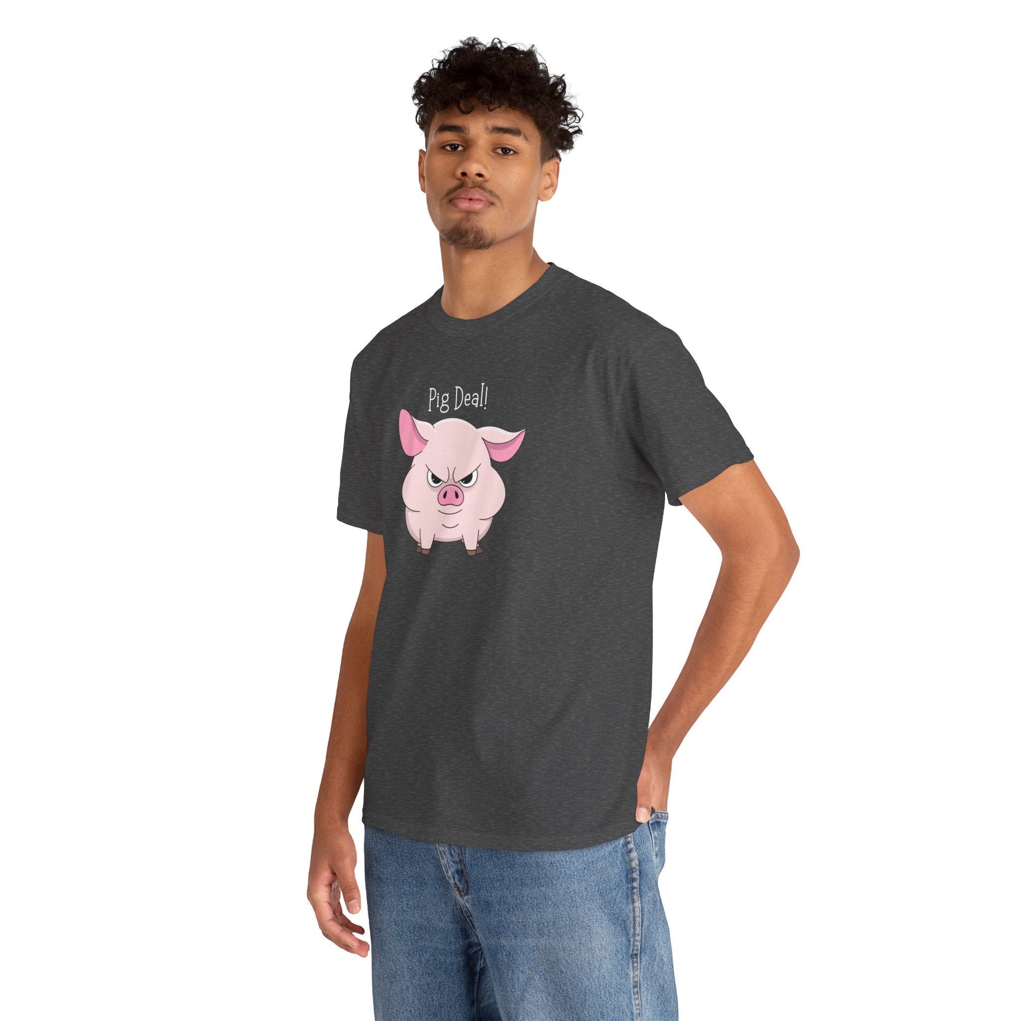 Pig Deal! Cute Angry Pig Graphic Tee — Funny Farm Animal T-Shirt