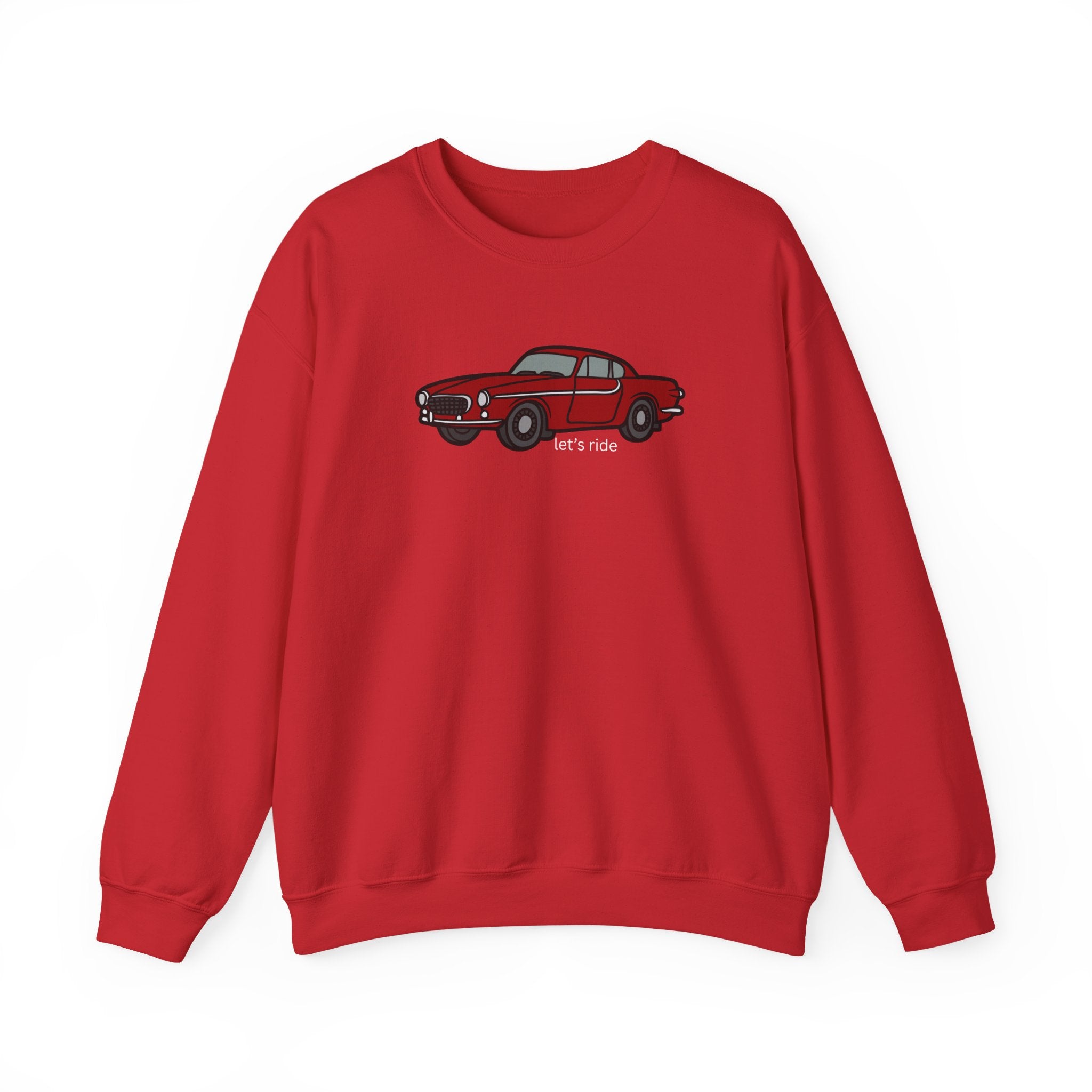 Classic Red Muscle Car Sweatshirt — “let’s ride” Crewneck