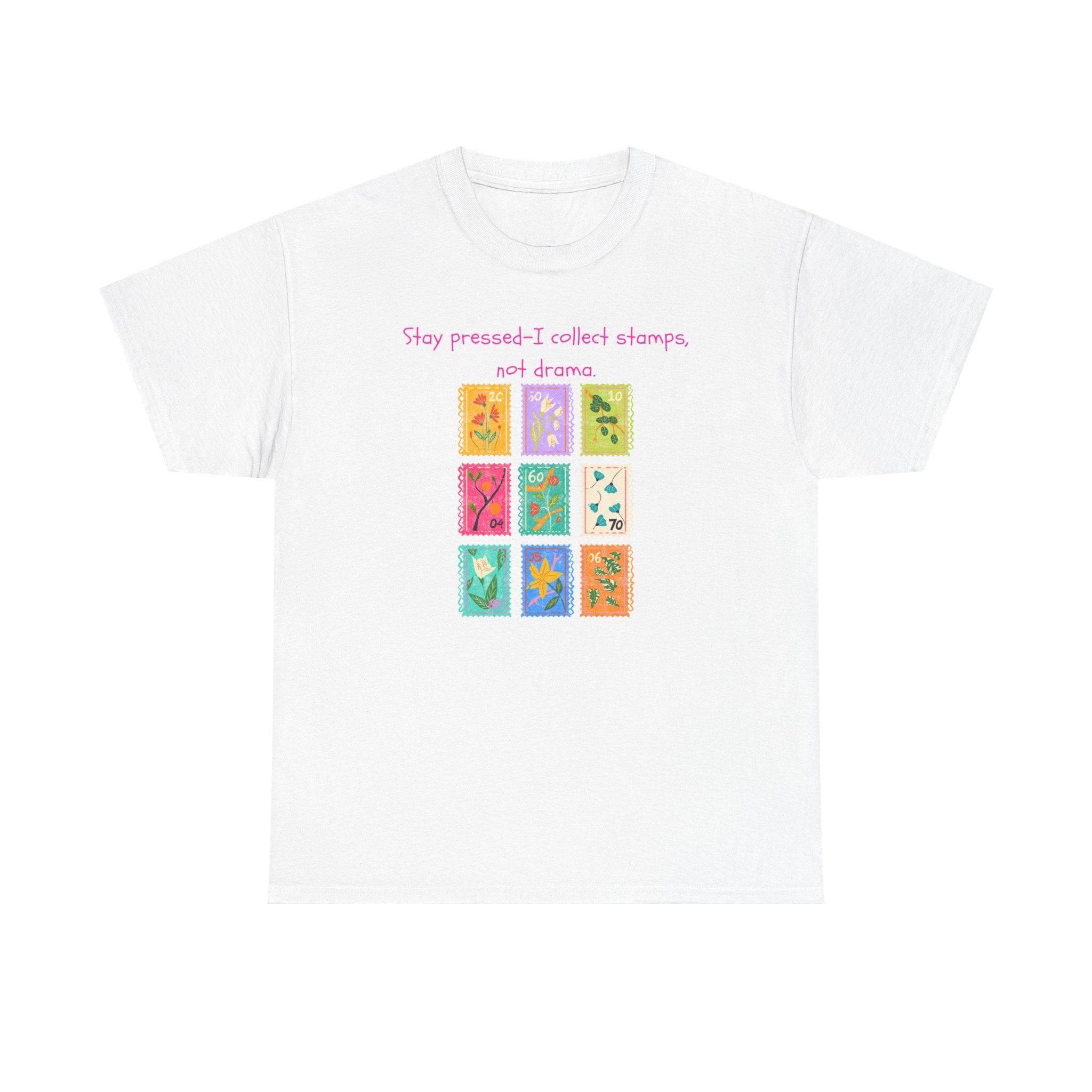 Stamp Collector Graphic Tee – "Stay pressed—I collect stamps and drama"