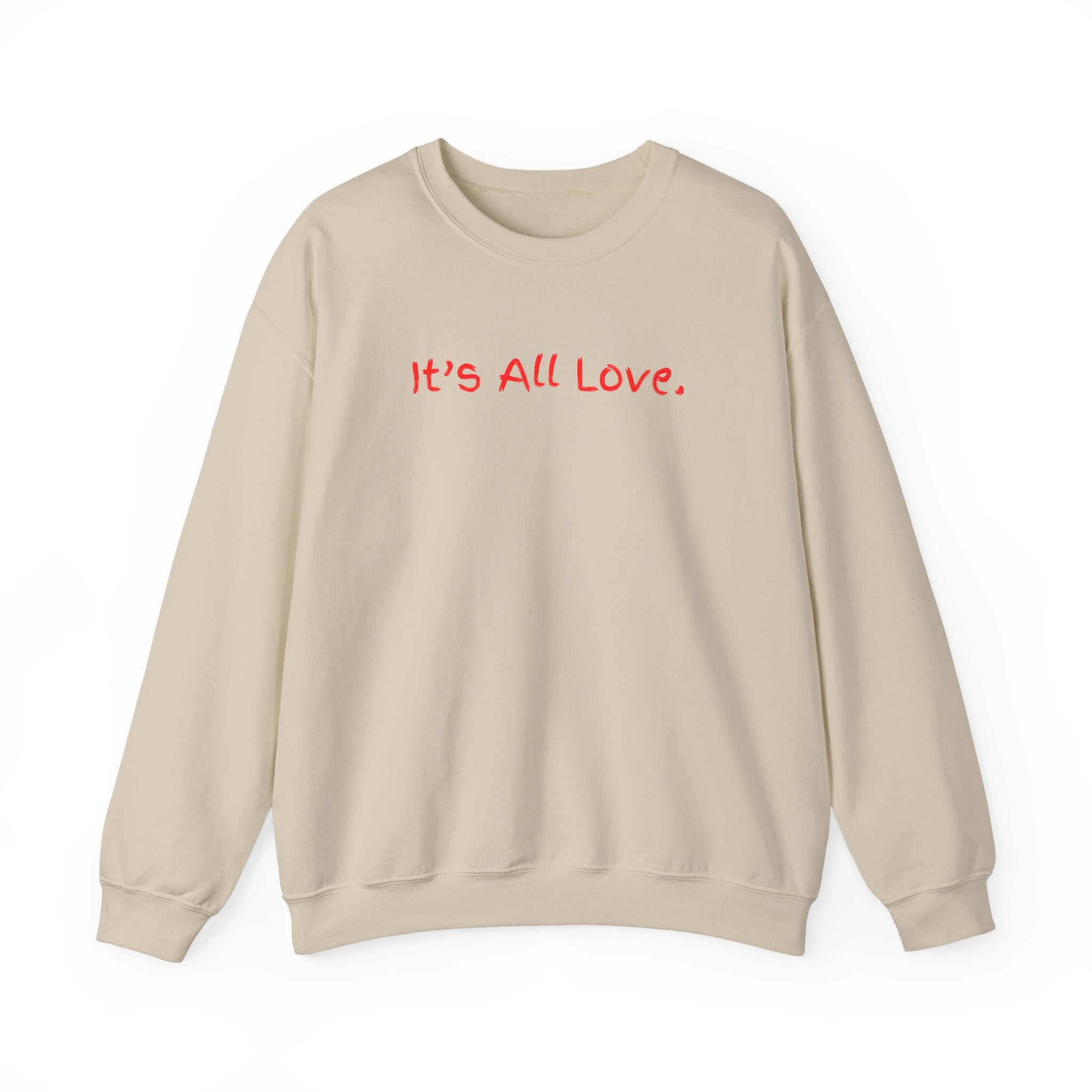 It's All Love Crewneck Sweatshirt — Casual Unisex Black Pullover