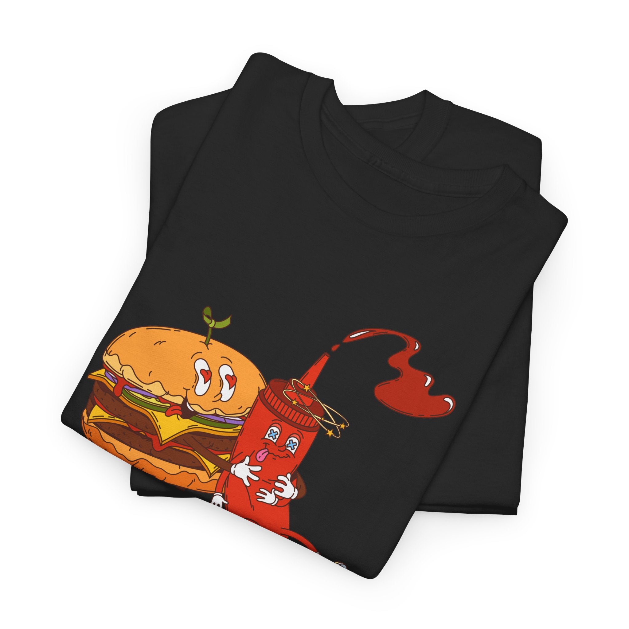 Ketchup & Burger Besties Tee — "Without Me, He’s Dry" Funny Food Couple T-Shirt