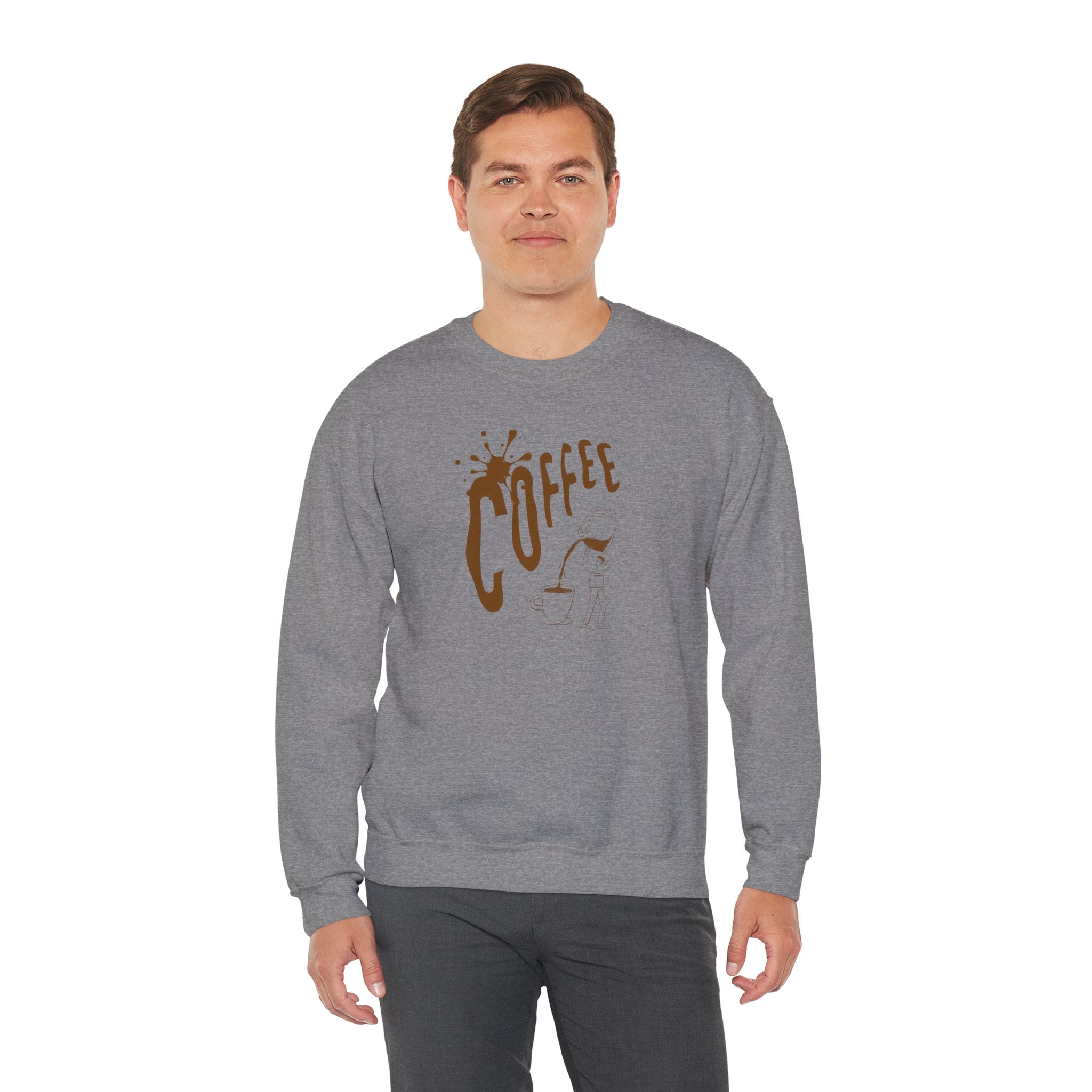 Coffee Lover Crewneck Sweatshirt — Retro Brown Coffee Graphic