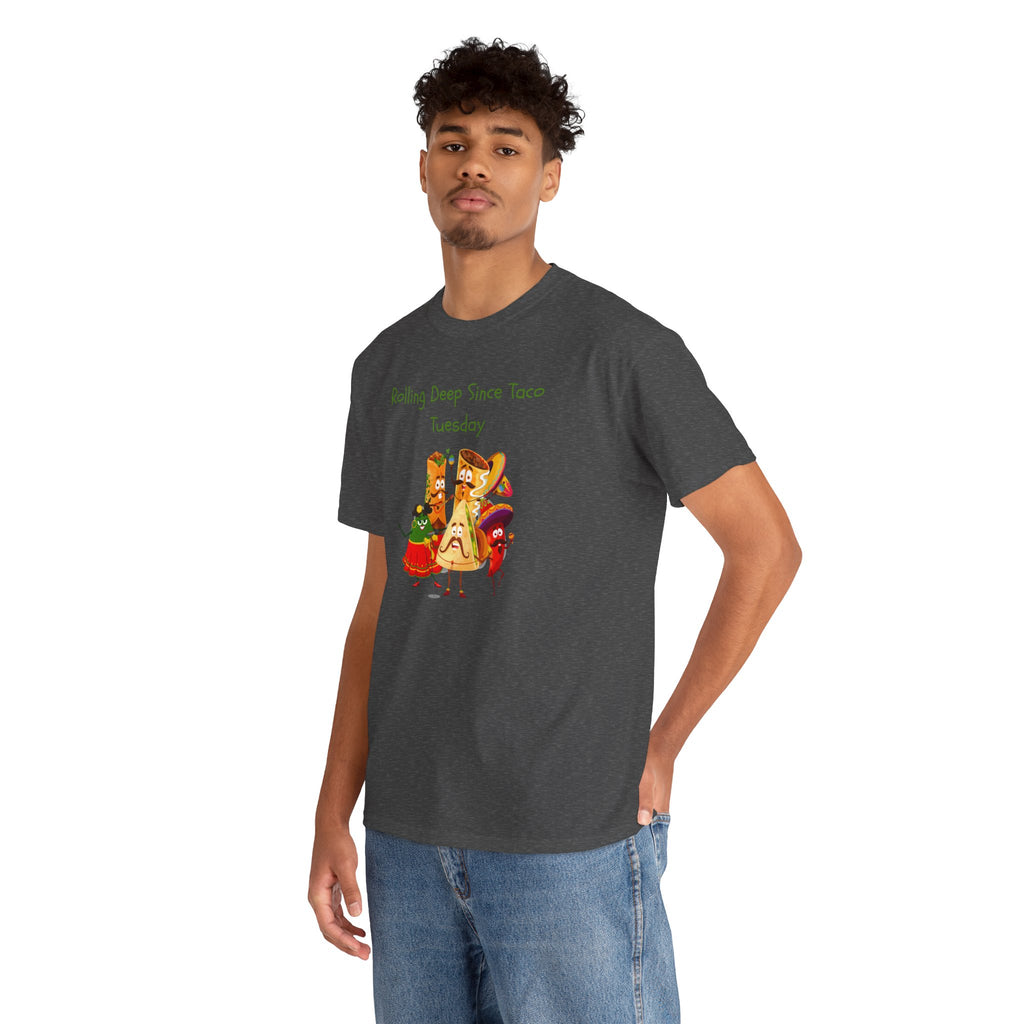 Taco Tuesday Graphic Tee — "Rolling Deep Since Taco Tuesday" Funny Mexican Food Shirt