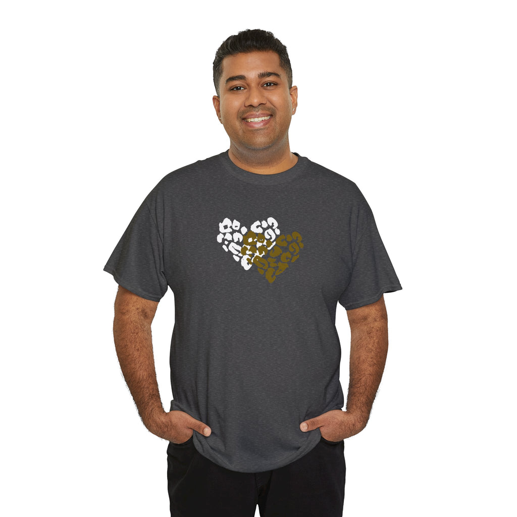 Leopard Heart Graphic Tee — Two-Tone Animal Print Heart T-Shirt