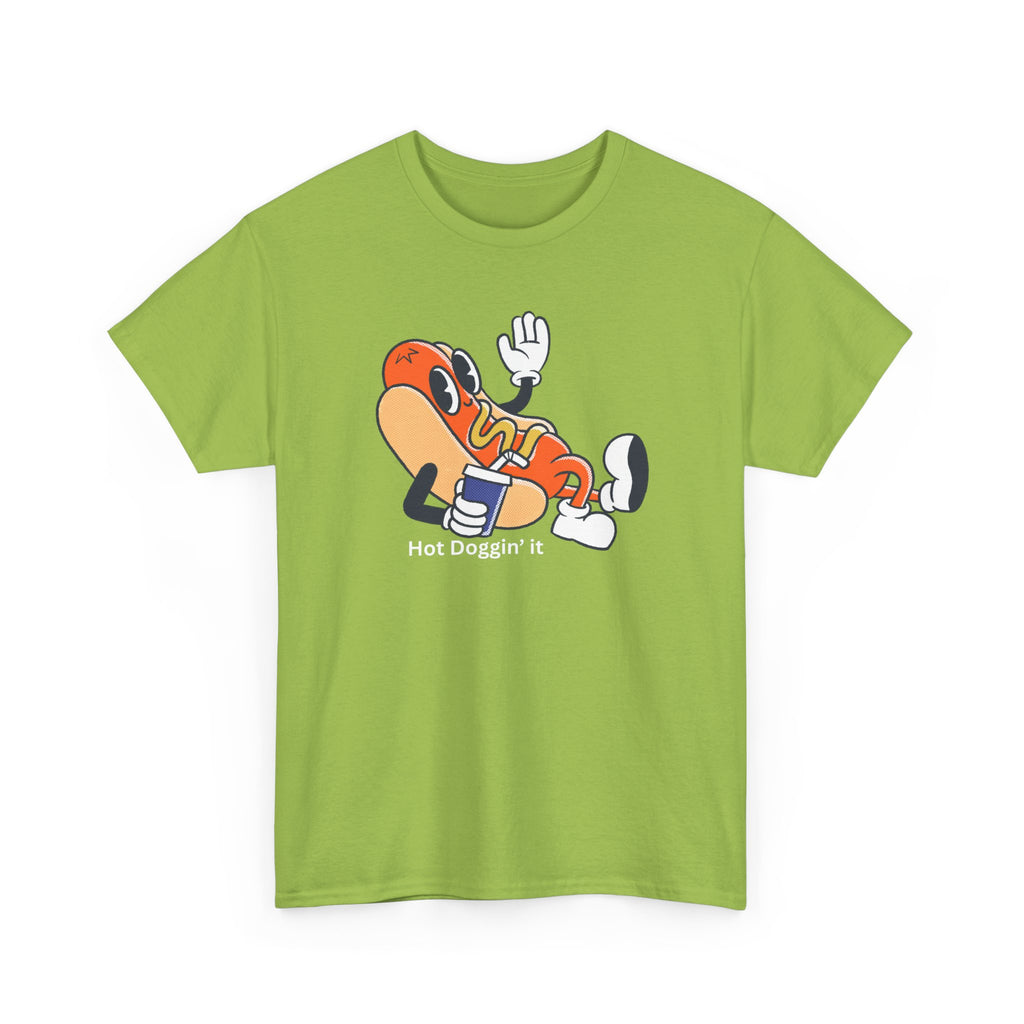 Hot Dog Character T‑Shirt – Retro Cartoon Dancing Sausage Tee