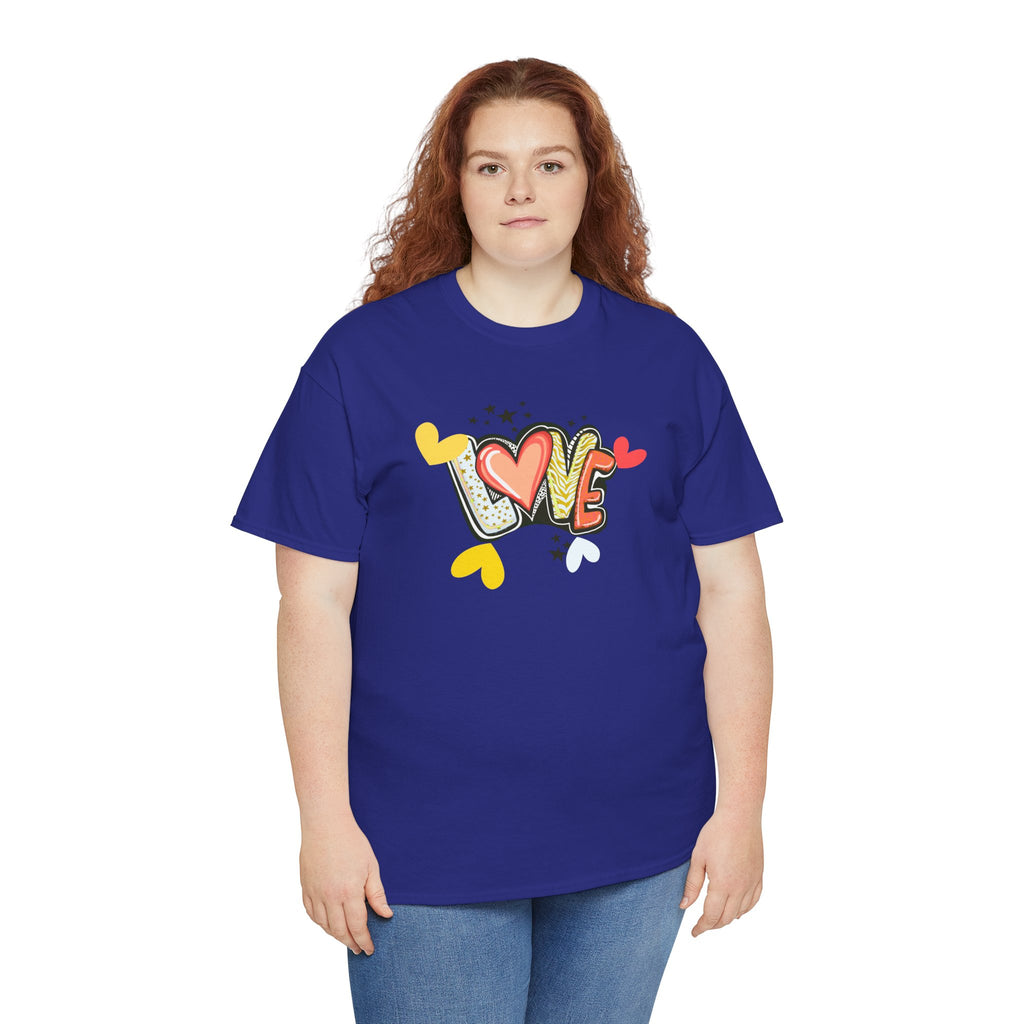 Love Heart Graphic Tee — Retro Doodle "LOVE" Design
