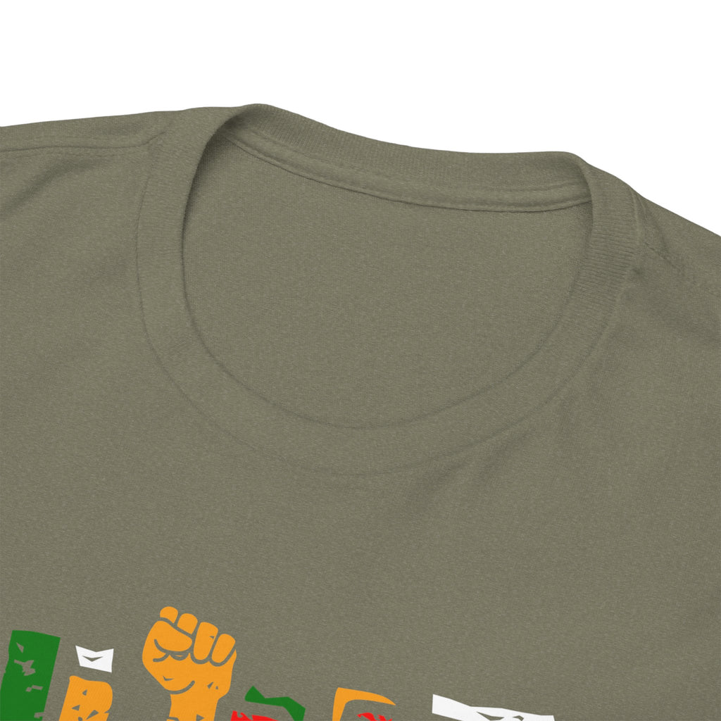 Juneteenth Celebration T-Shirt — "Made Us Stronger" Floral Block Letter Tee