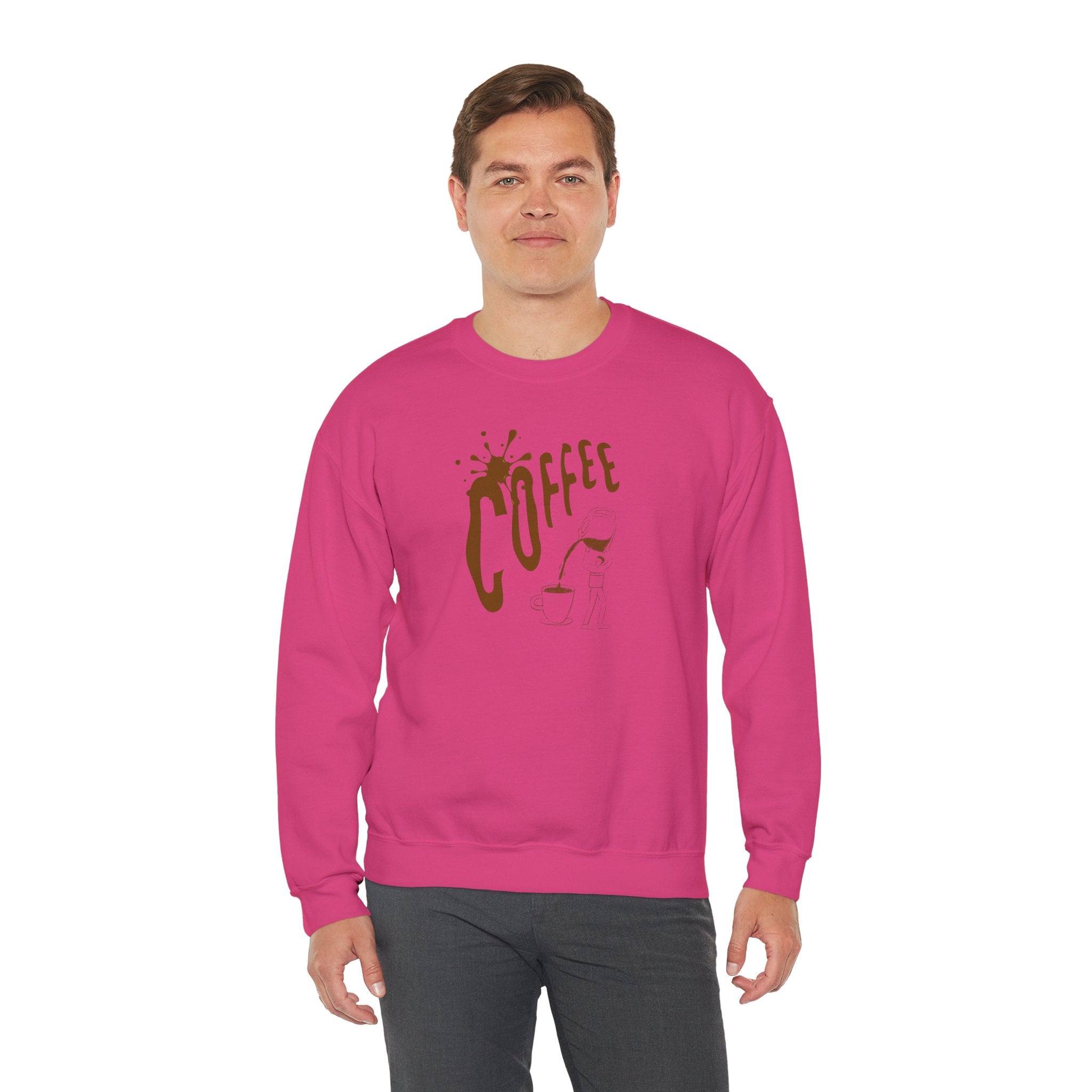 Coffee Lover Crewneck Sweatshirt — Retro Brown Coffee Graphic