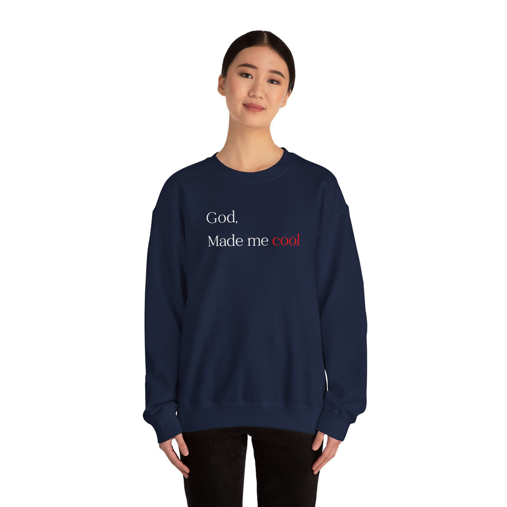 Sweatshirt — "God. Made Me Cool" Minimal Faith Crewneck