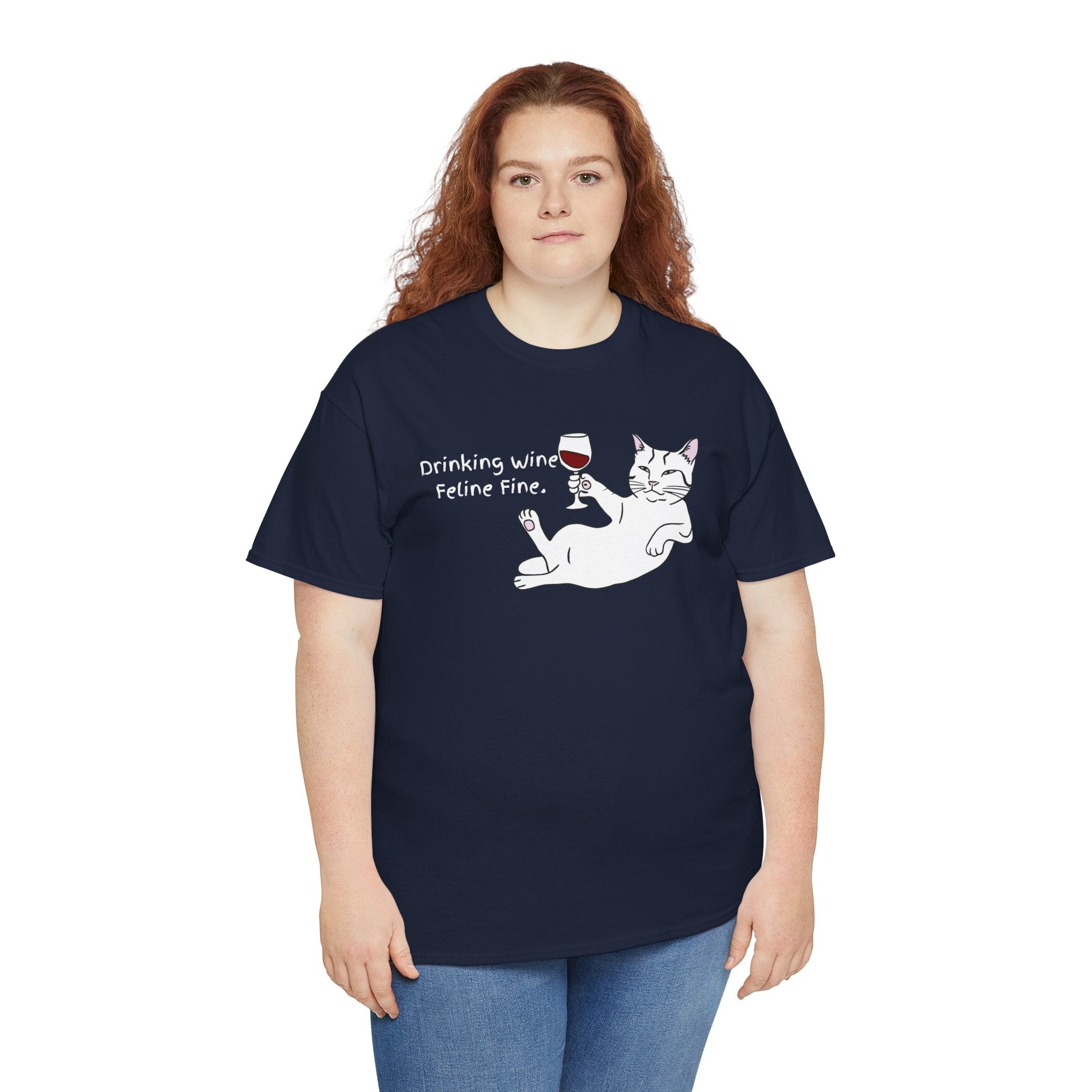 Drinking Wine, Feline Fine Cat Tee